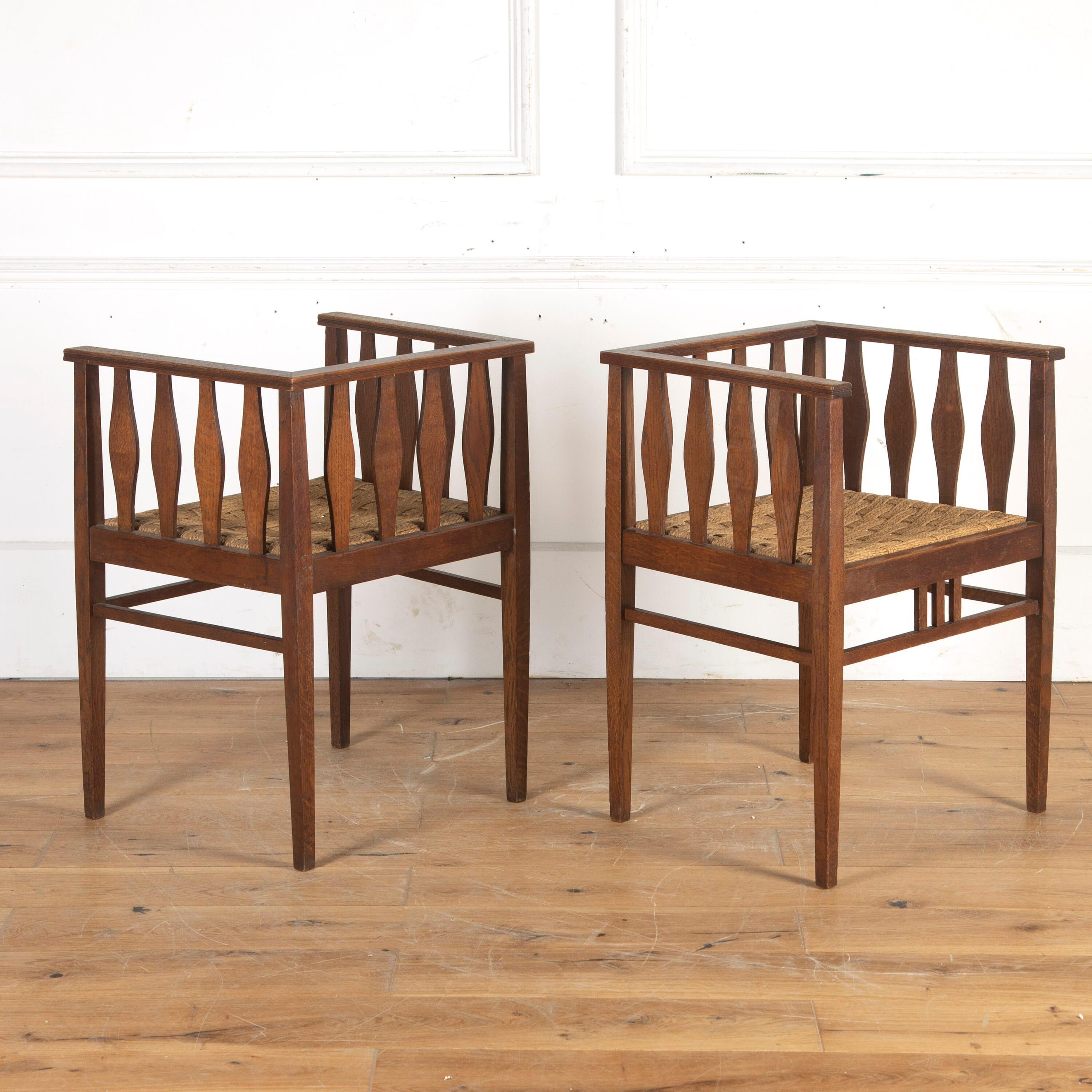 Arts and Crafts Pair of Arts & Crafts Oak Chairs