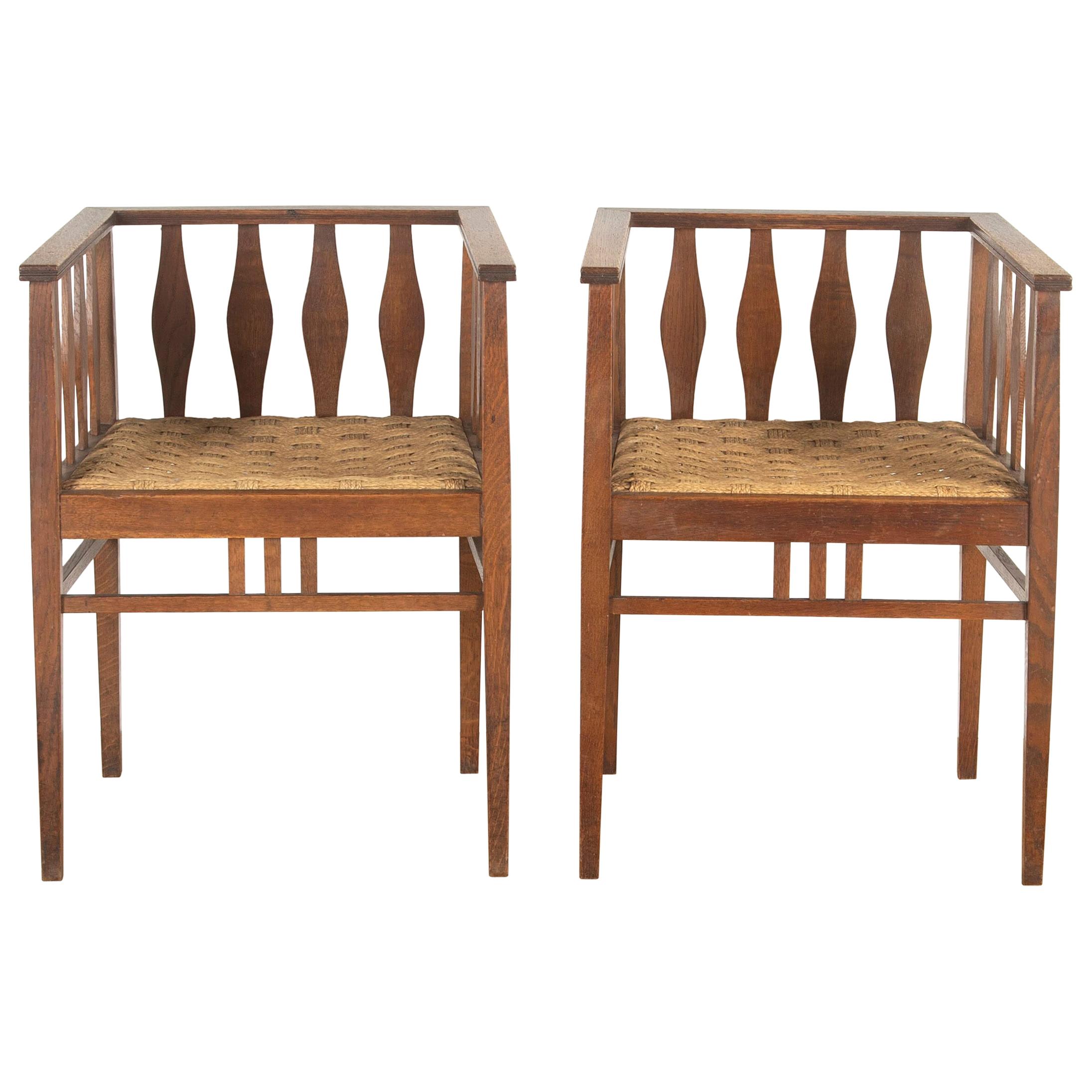 Pair of Arts & Crafts Oak Chairs