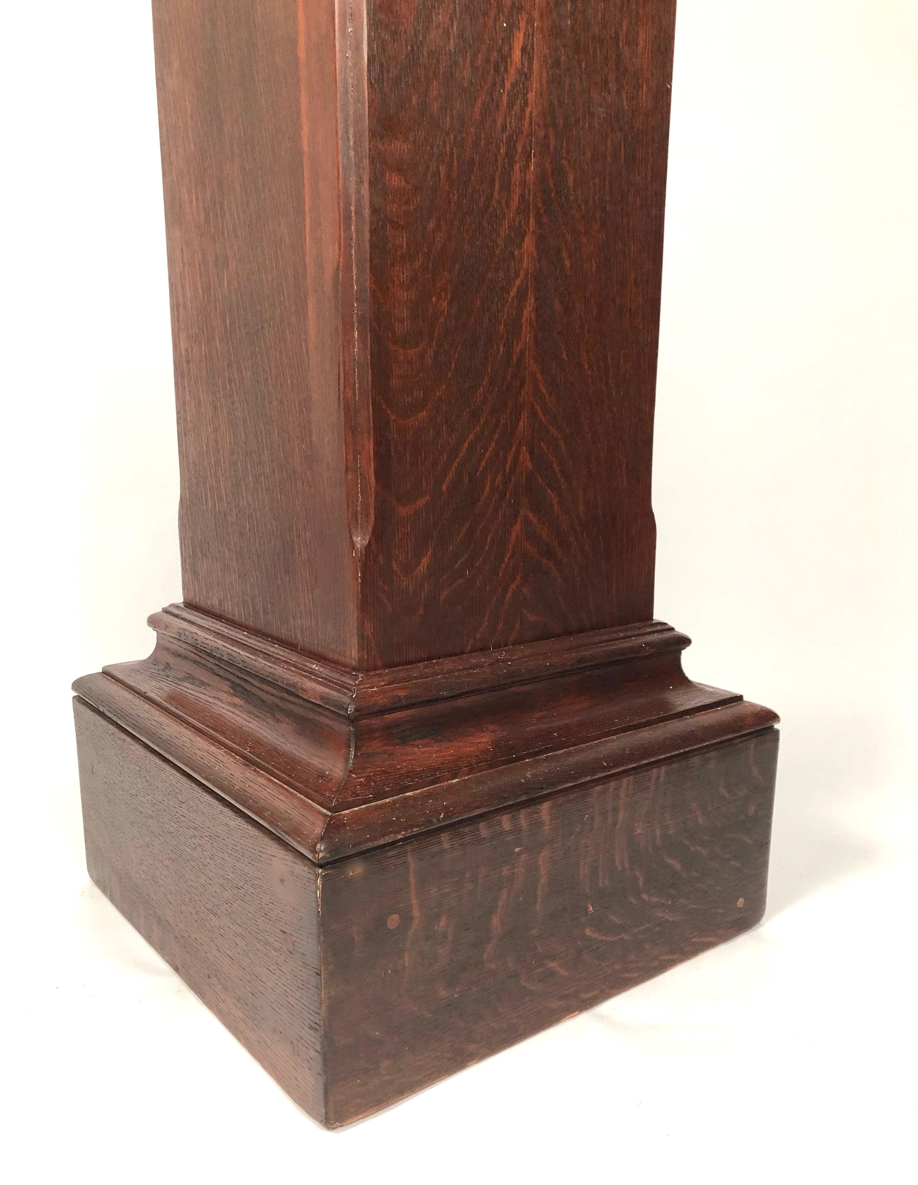 Pair of Arts & Crafts Period Carved Oak Pedestals 2