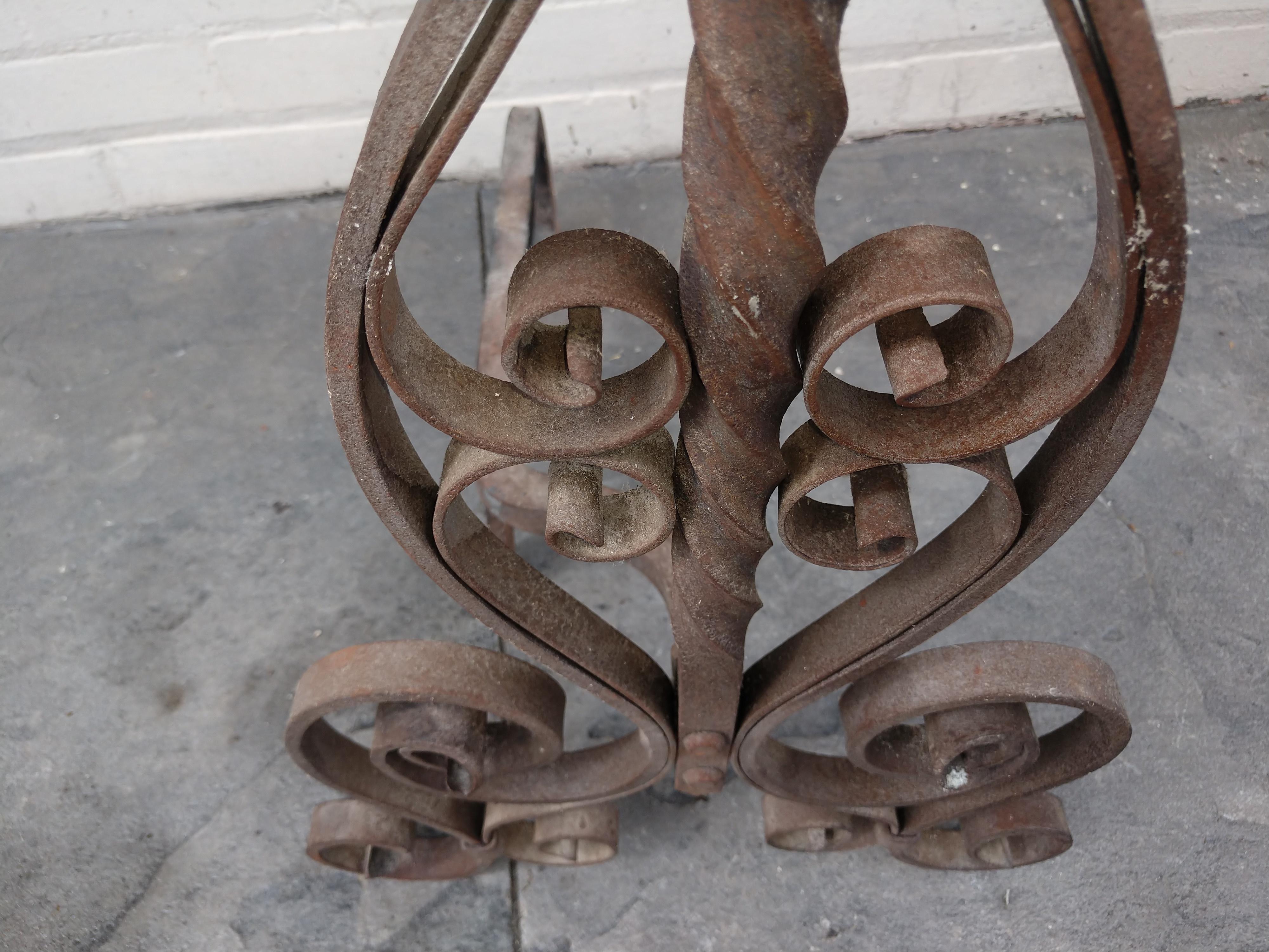 Early 20th Century Pair of Arts & Crafts Spanish Mission Style Andirons, C1910 For Sale
