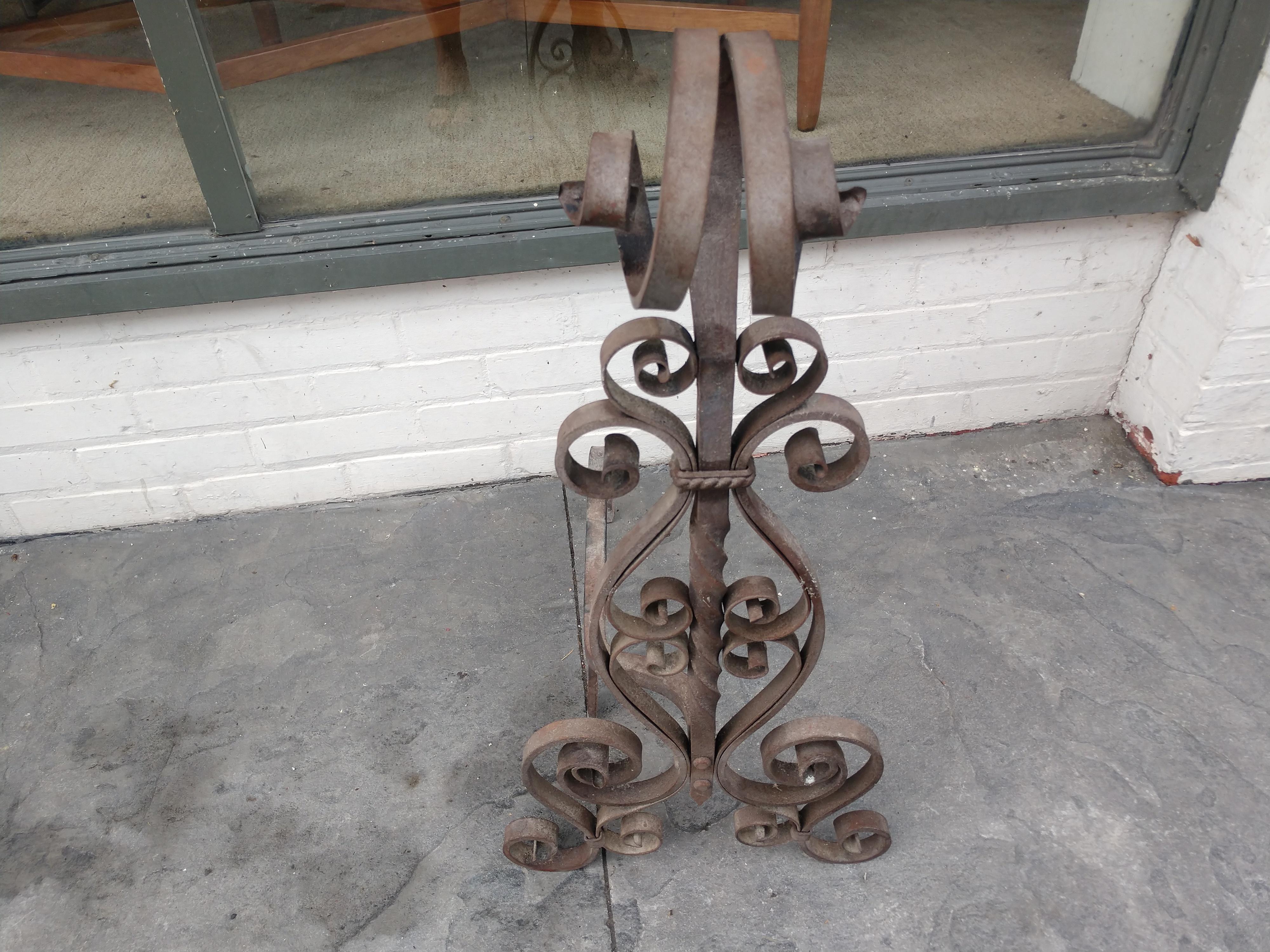 Iron Pair of Arts & Crafts Spanish Mission Style Andirons, C1910 For Sale