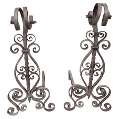 Pair of Arts & Crafts Spanish Mission Style Andirons, C1910