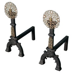 Pair of Arts & Crafts Style Andirons in the Style of Ernest Gimson