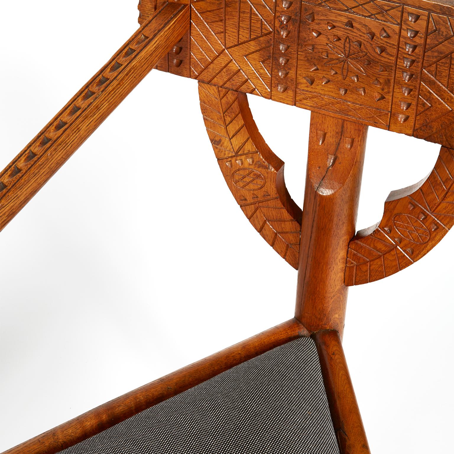 Carved Pair of Arts & Crafts 'Warwick' Chairs For Sale