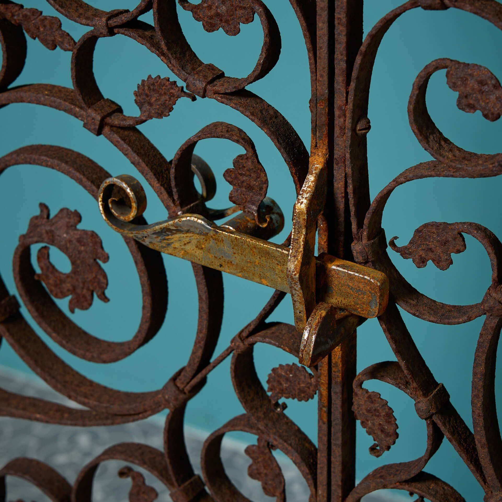 English Pair of Arts & Crafts Wrought Iron Pedestrian Gates For Sale