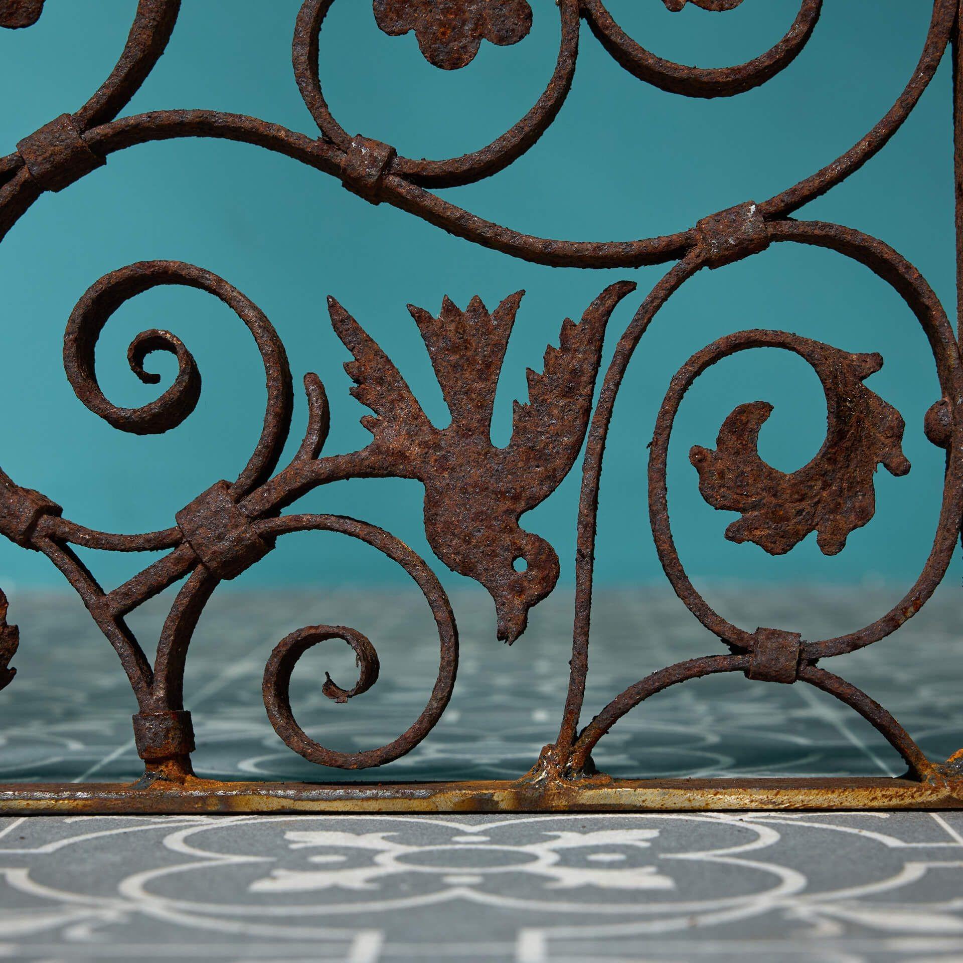 Pair of Arts & Crafts Wrought Iron Pedestrian Gates In Fair Condition For Sale In Wormelow, Herefordshire