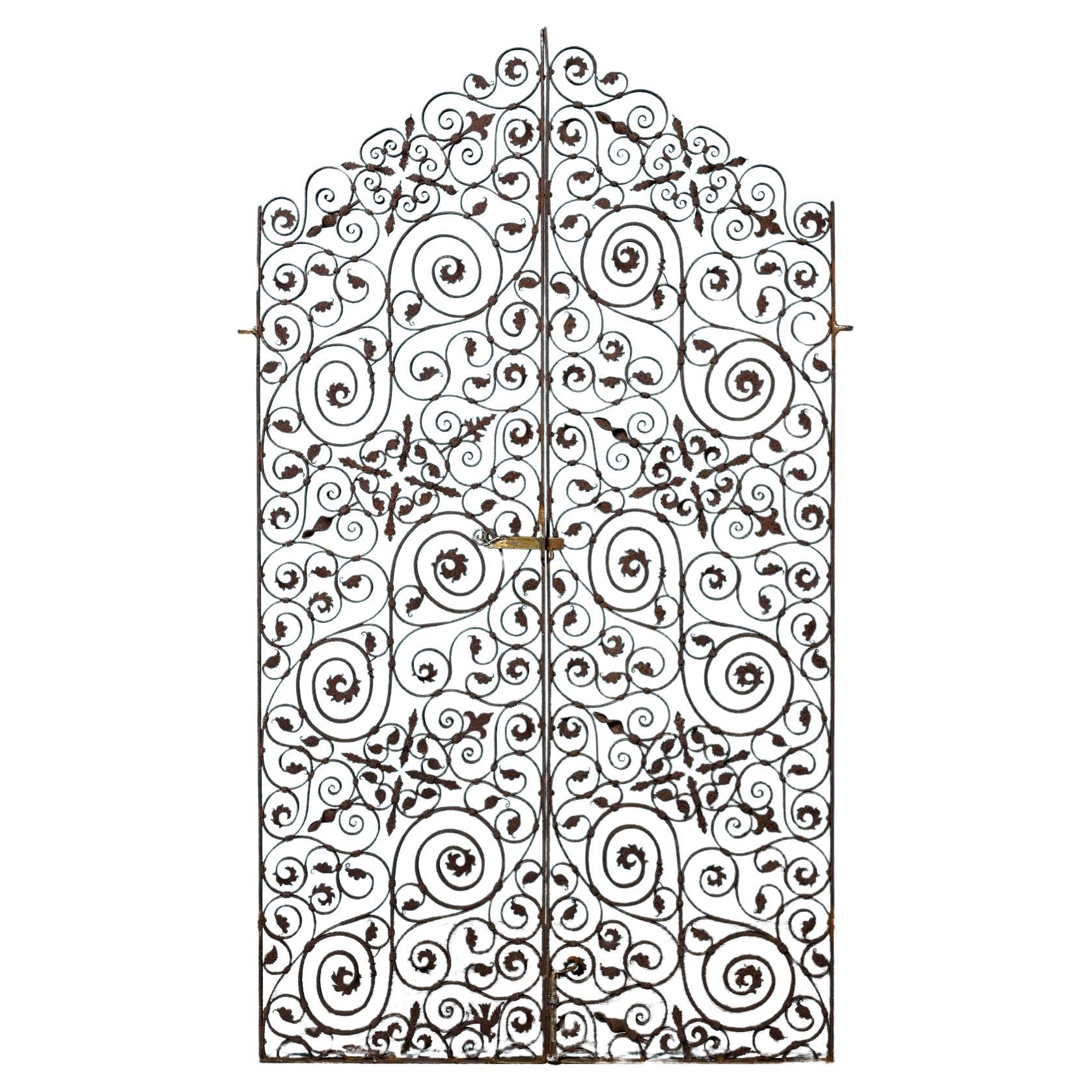Pair of Arts & Crafts Wrought Iron Pedestrian Gates For Sale