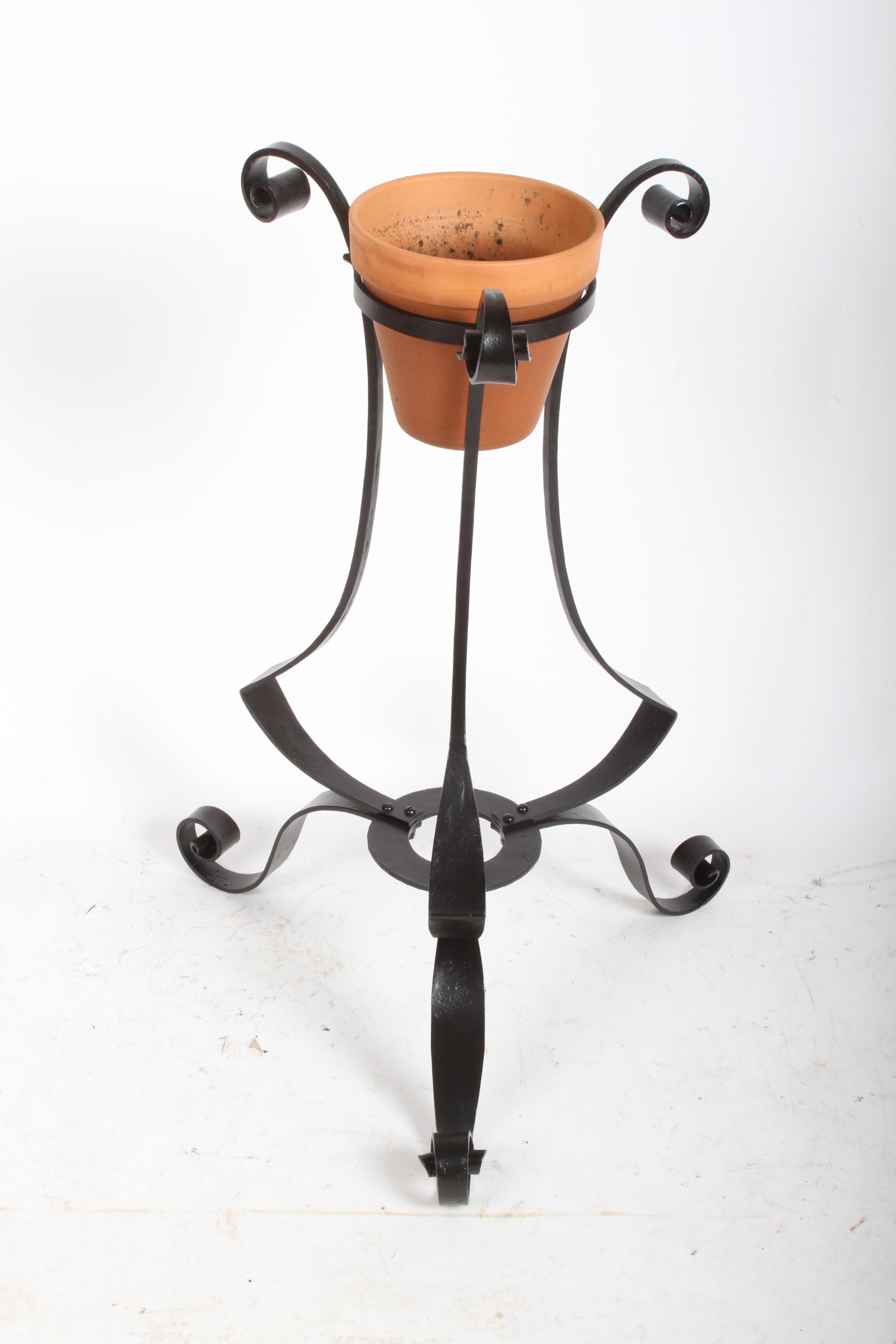 American Pair of Arts & Crafts Wrought Iron Planters, Restored For Sale