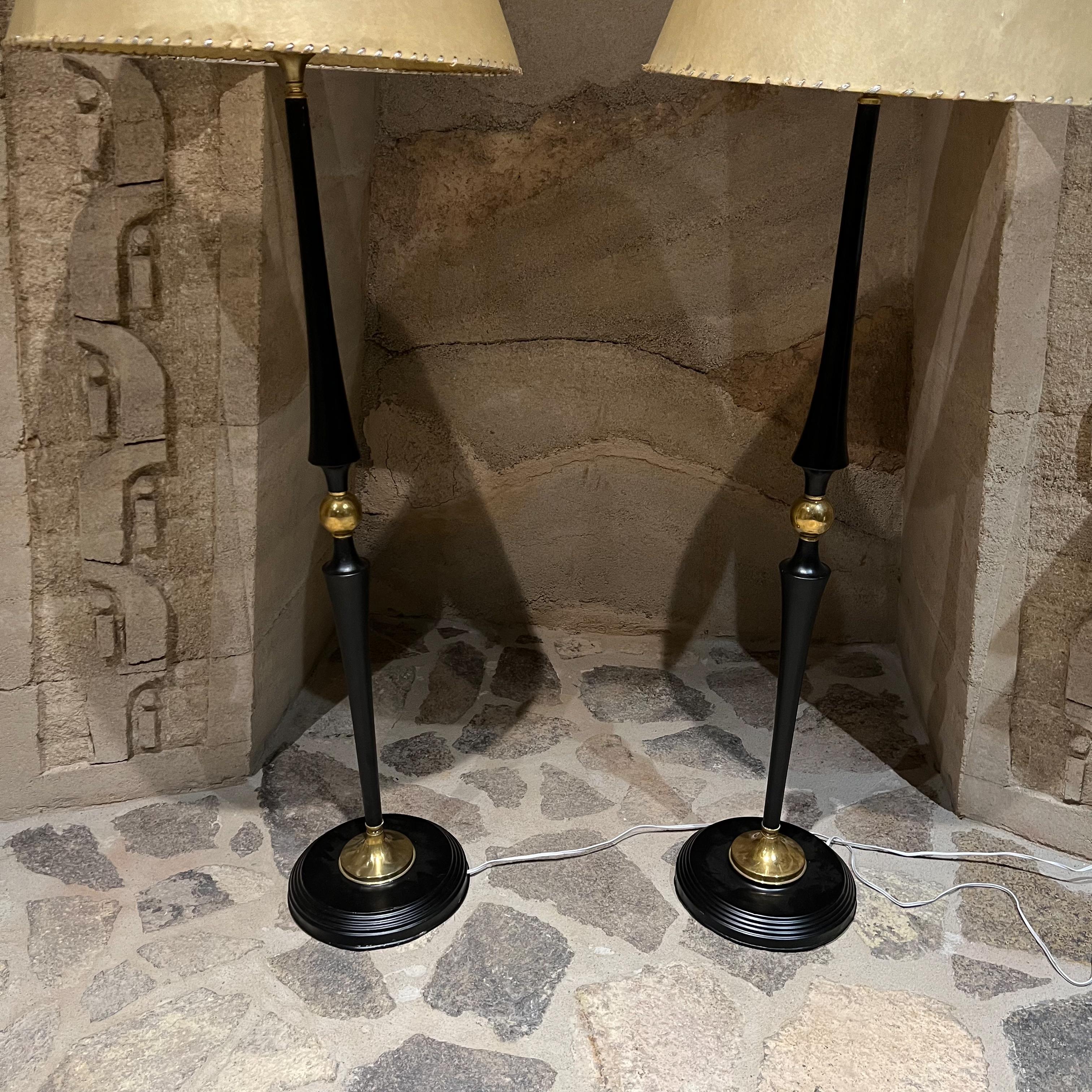 Pair of Arturo Pani Regency Black Bronze Table Lamps Mexico 1950s Modernism For Sale 7