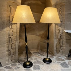 1950er Arturo Pani Schwarz Bronze Stehlampen Paar Mexiko