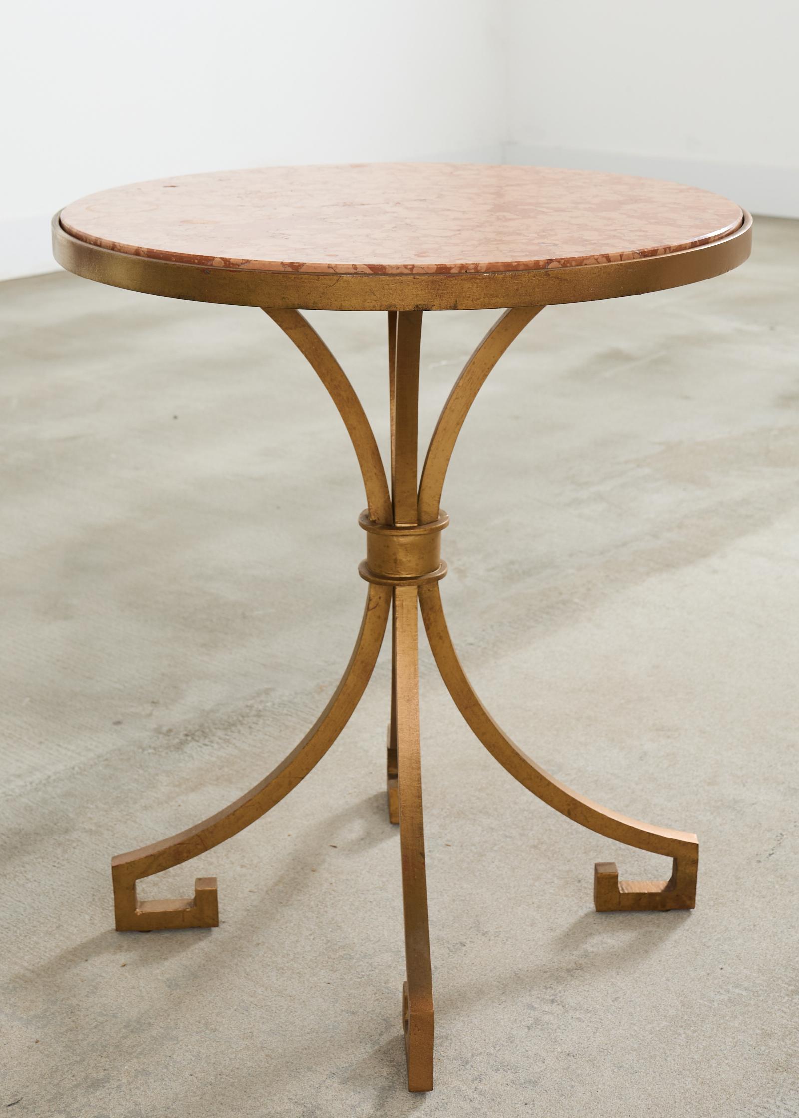 Paire de tables à boire de style Arturo Pani en fer avec plateau en marbre en vente 11