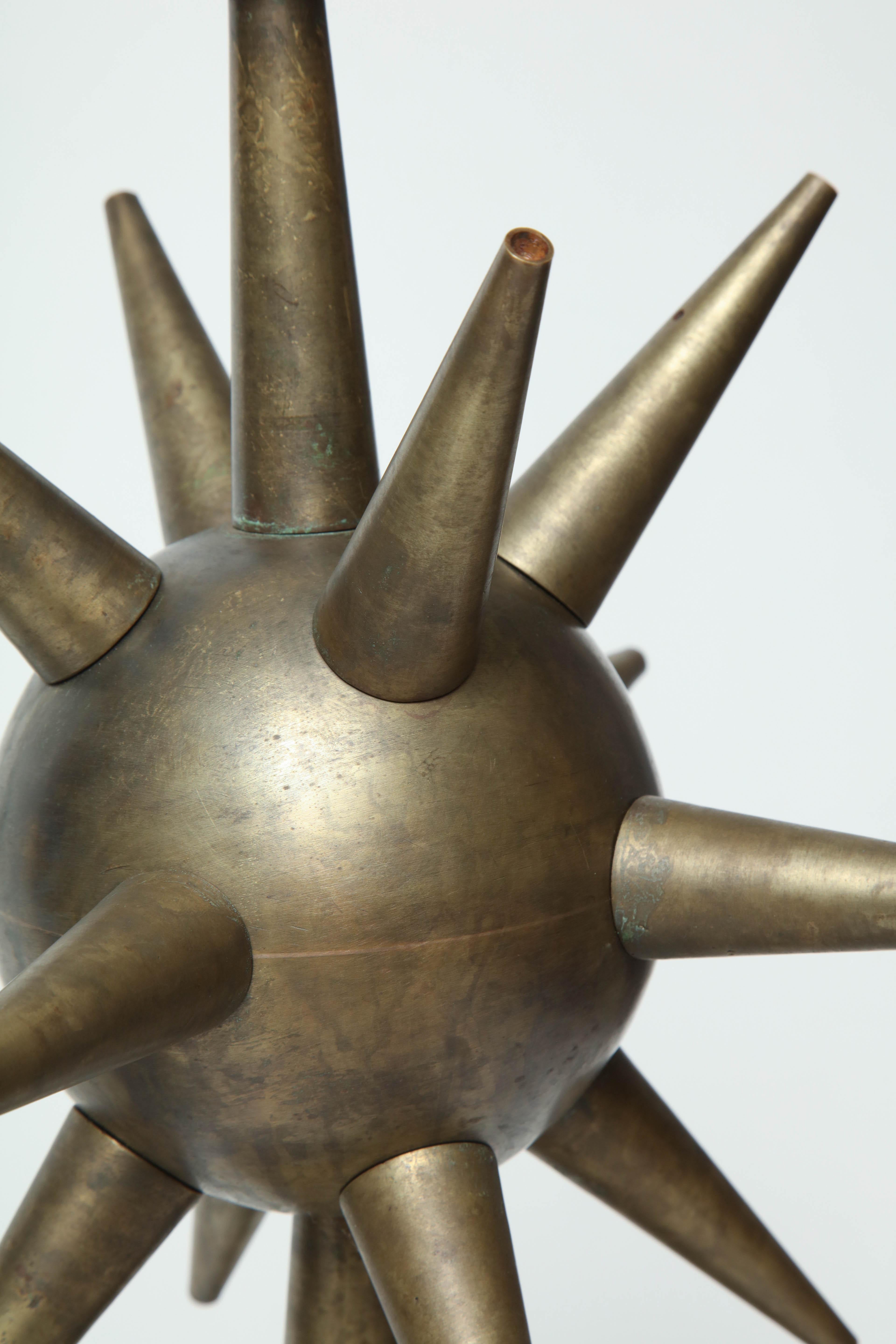 Pair of Arturo Pani Style Sphere Starburst Bronze Lamps 3