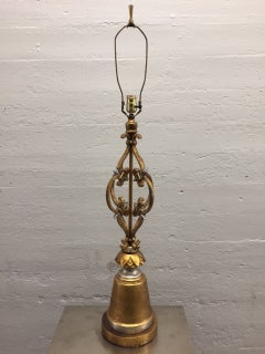 Pair of Arturo Pani Style Wrought Iron Gold Leaf Lamps