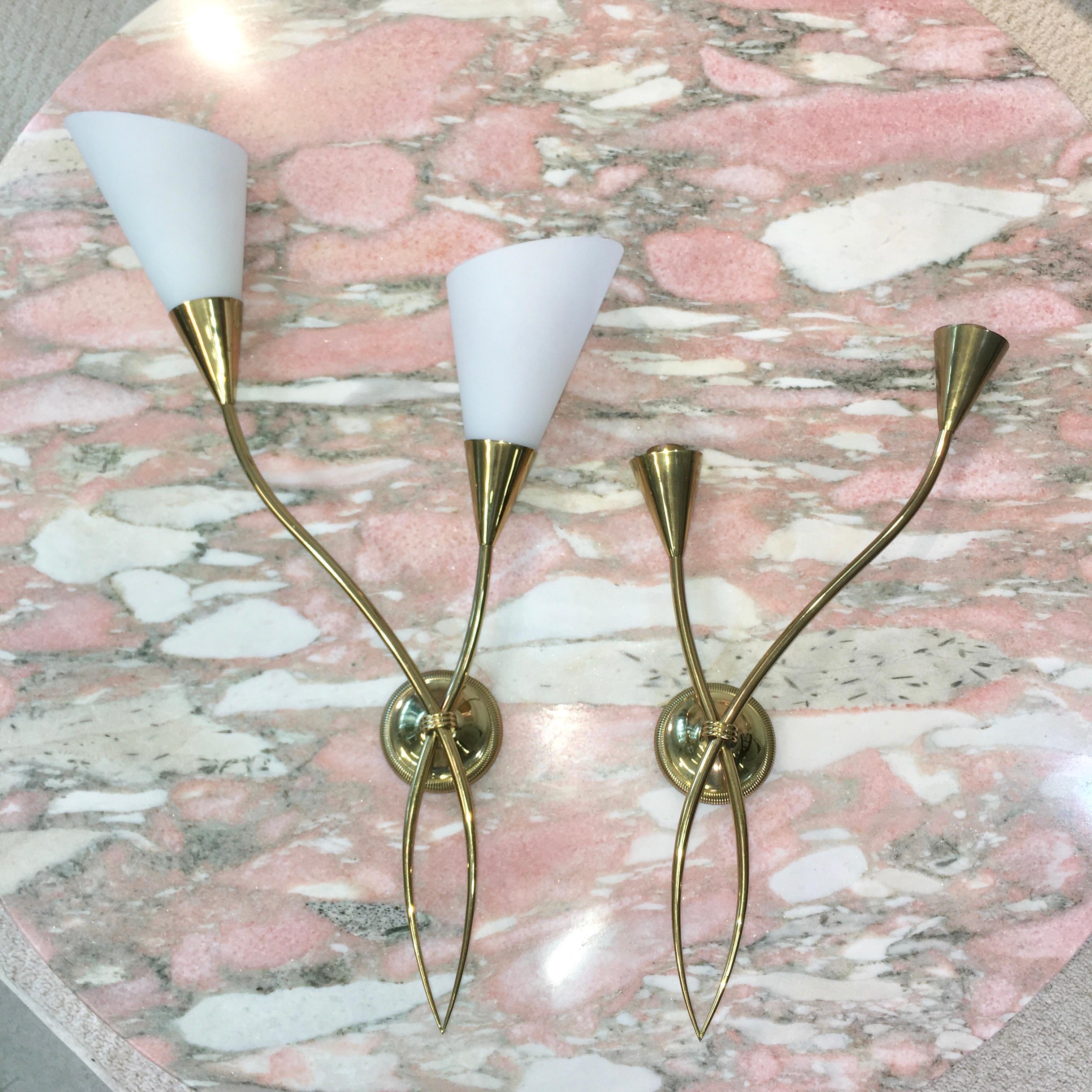 Pair of Arum Sconces by Maison Arlus In Good Condition In Hanover, MA