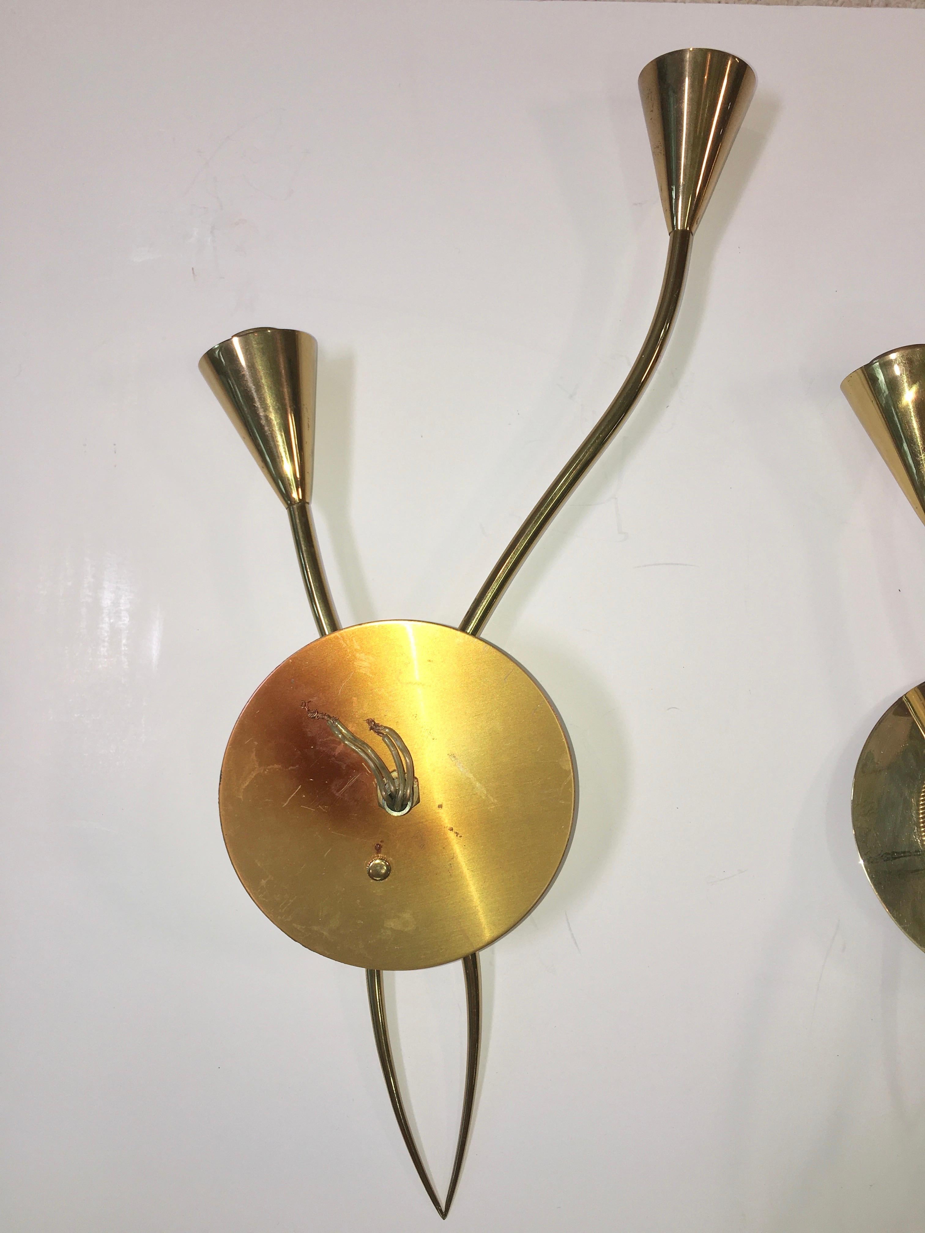 Mid-20th Century Pair of Arum Sconces by Maison Arlus