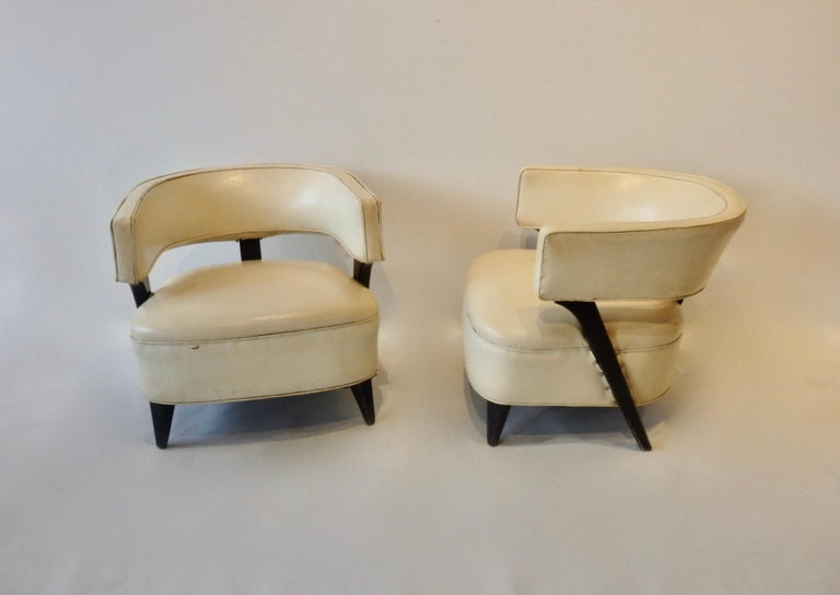 American Pair of as Found Paul Laszlo Style Art Deco Moderne Club or Lounge Chairs For Sale