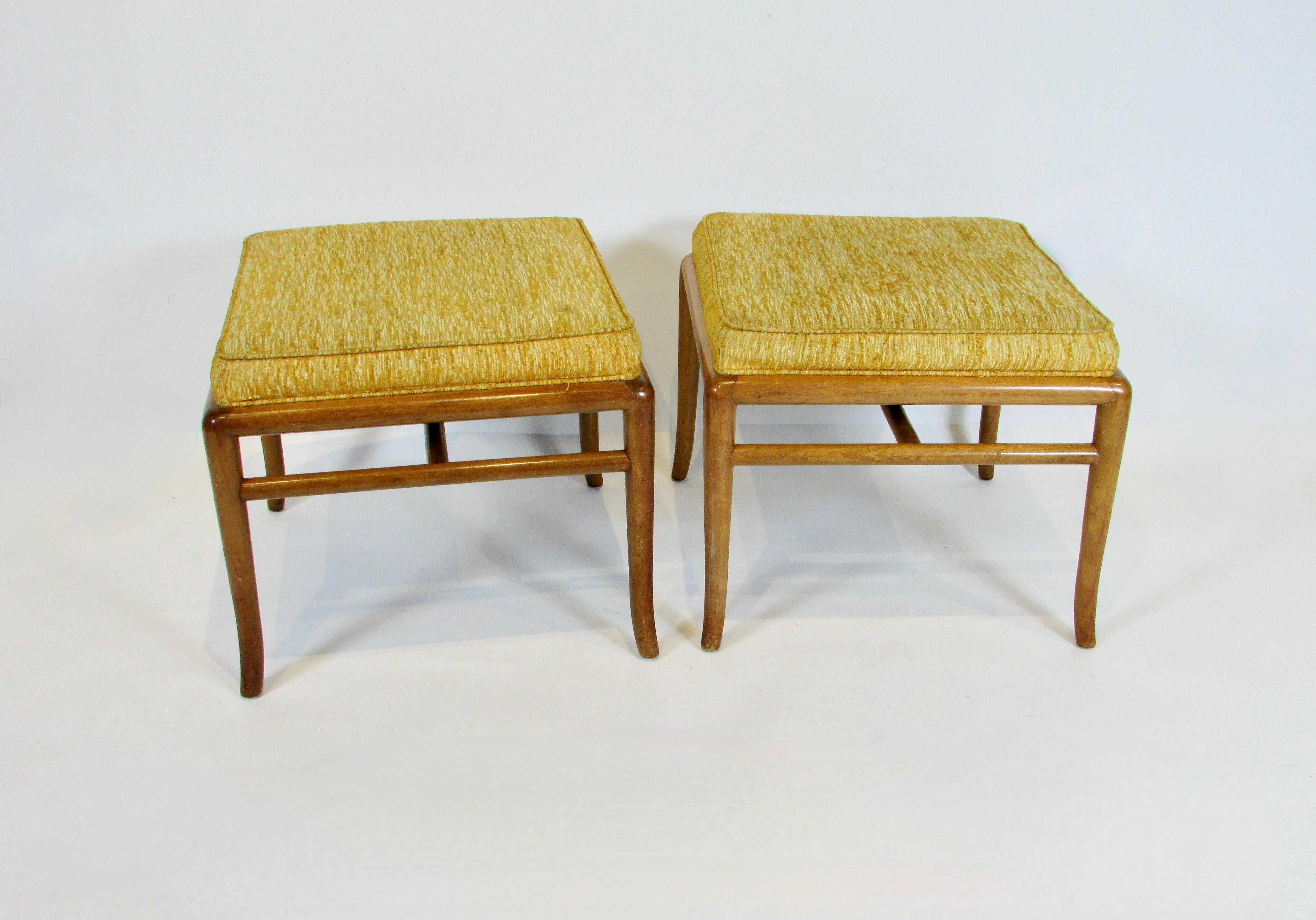 Pair of as Found Robsjohn Gibbings for Widdicombe Stools or Ottomans In Fair Condition In Ferndale, MI