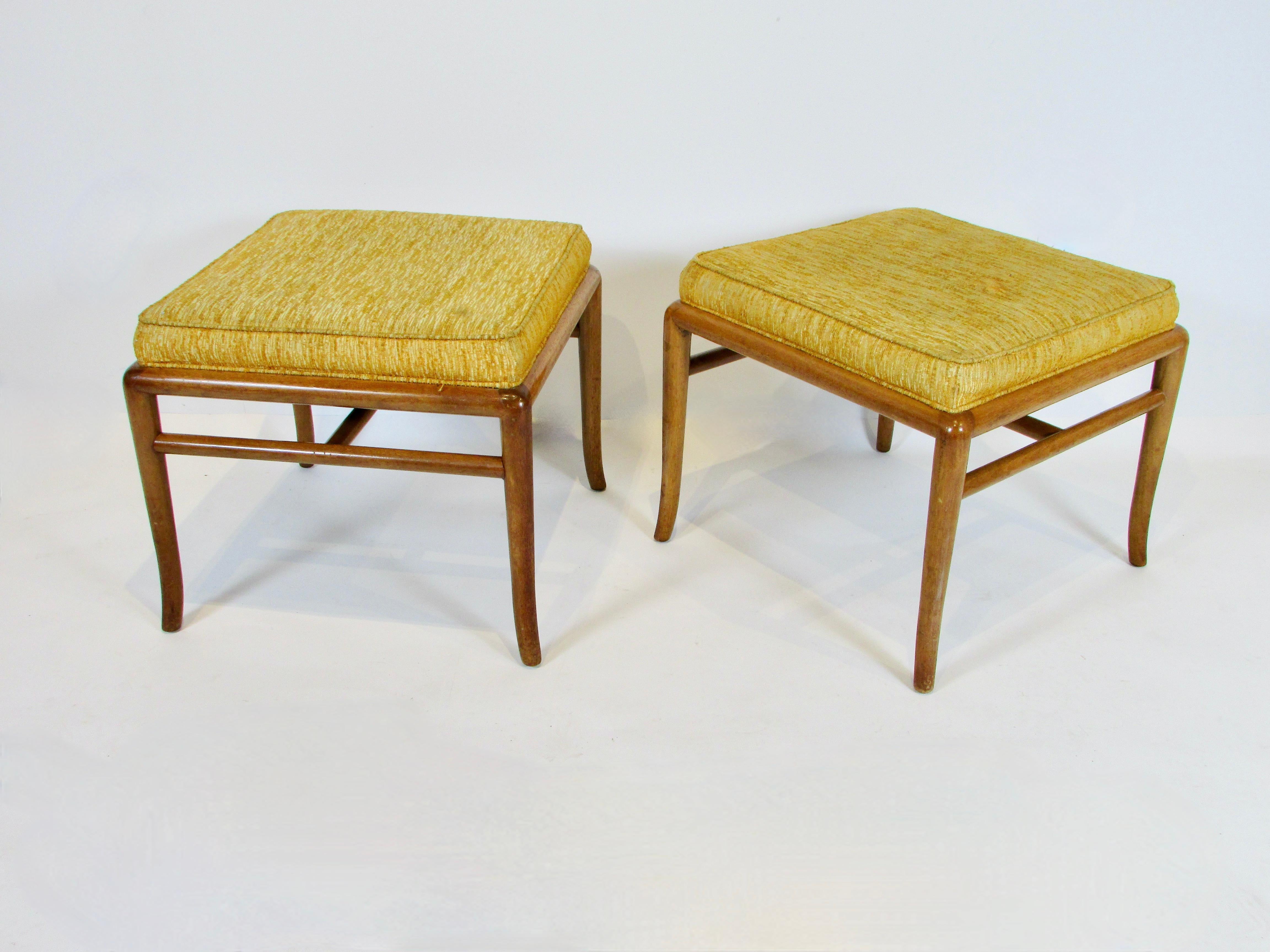 20th Century Pair of as Found Robsjohn Gibbings for Widdicombe Stools or Ottomans