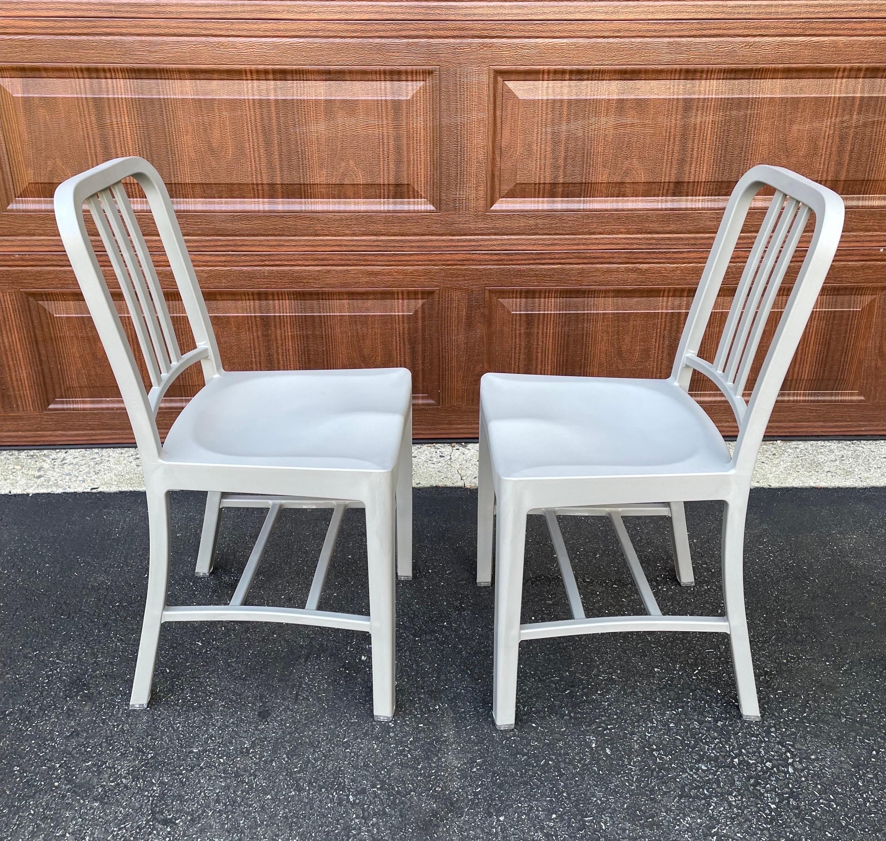 Industrial Pair of ‘as-new’ Emeco 111 Navy Chairs For Sale