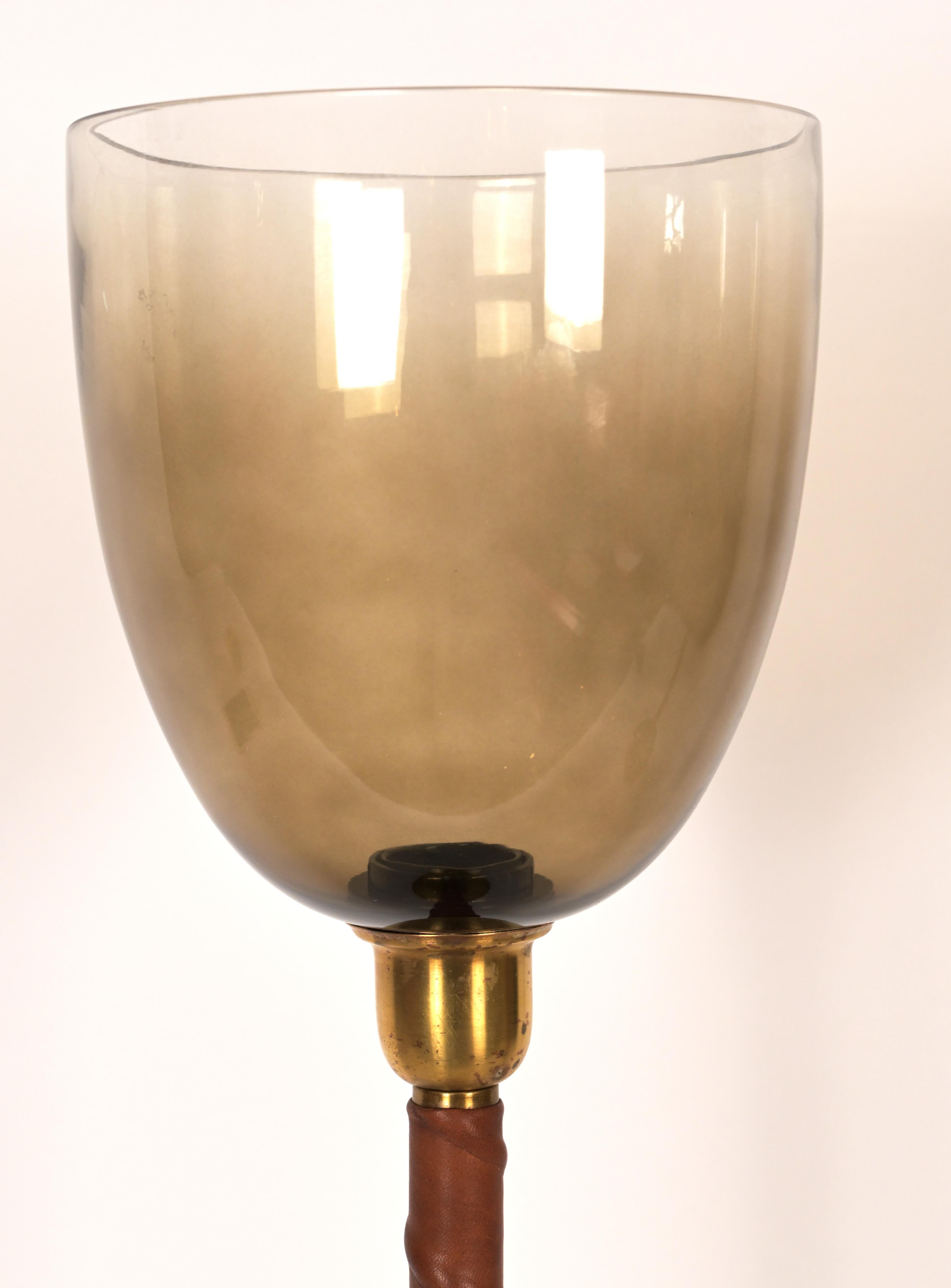 Pair of ASEA Brass and Glass Table Lamps In Good Condition For Sale In New York, NY