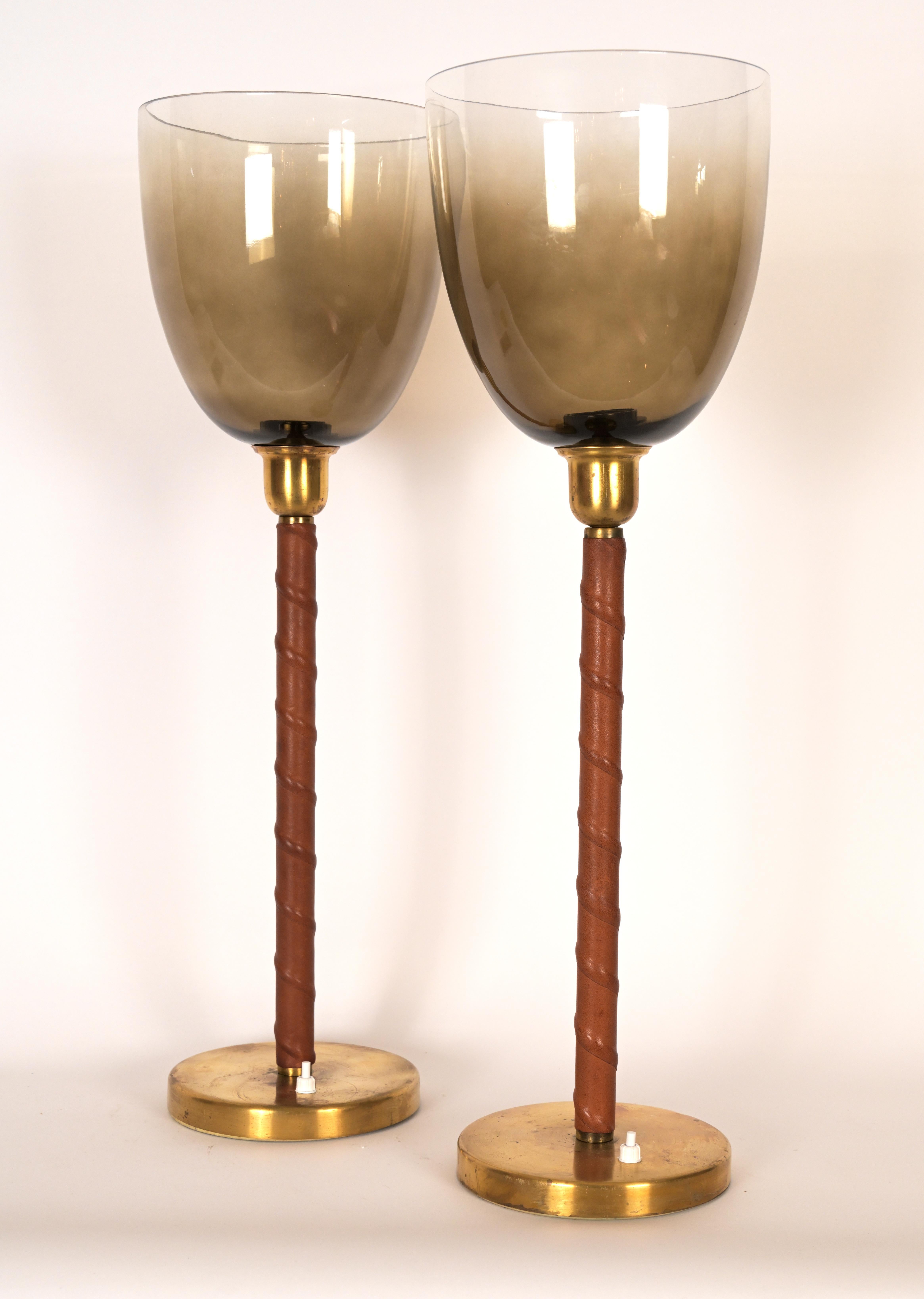 Pair of ASEA Brass and Glass Table Lamps For Sale 2