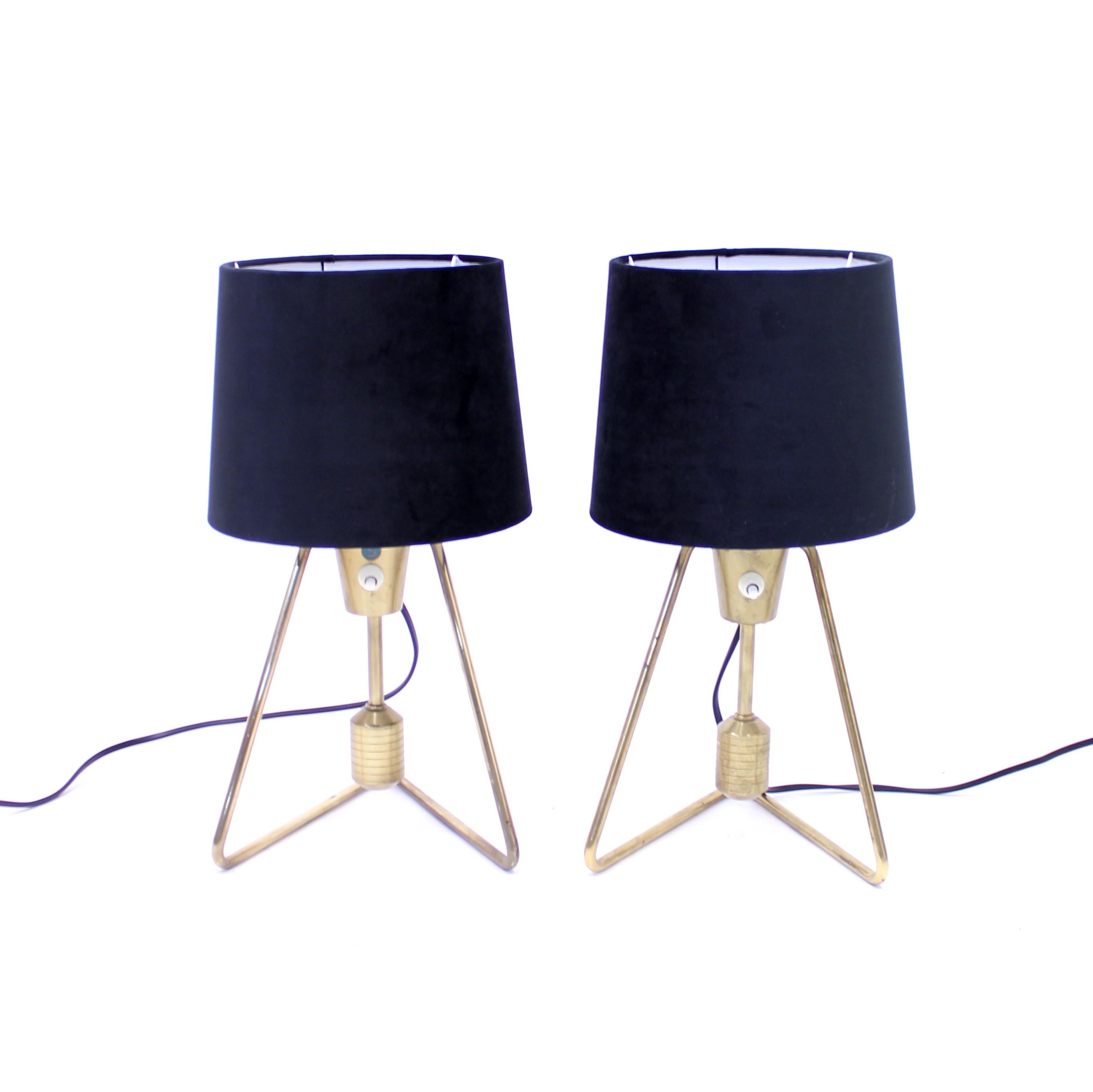 Scandinavian Modern Pair of ASEA Brass Table or Wall Lamps, 1950s