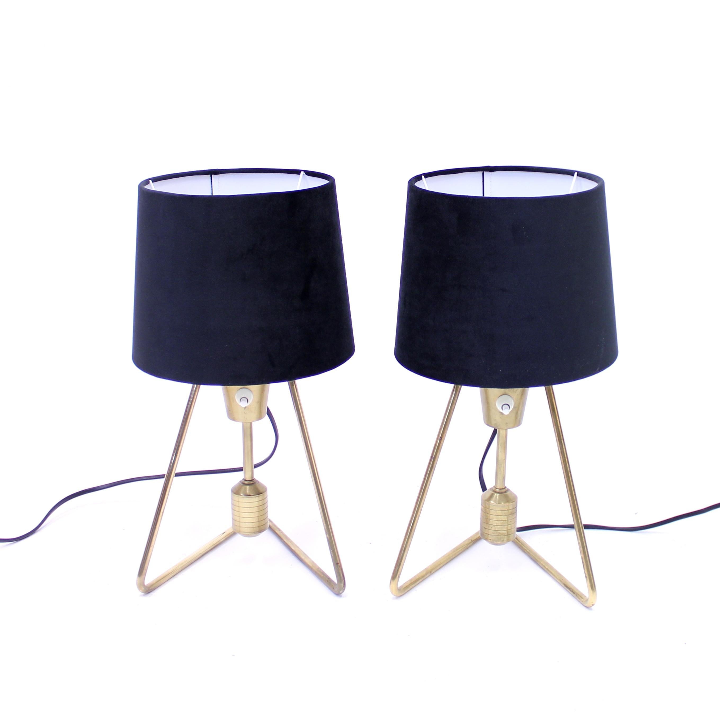 Swedish Pair of ASEA Brass Table or Wall Lamps, 1950s