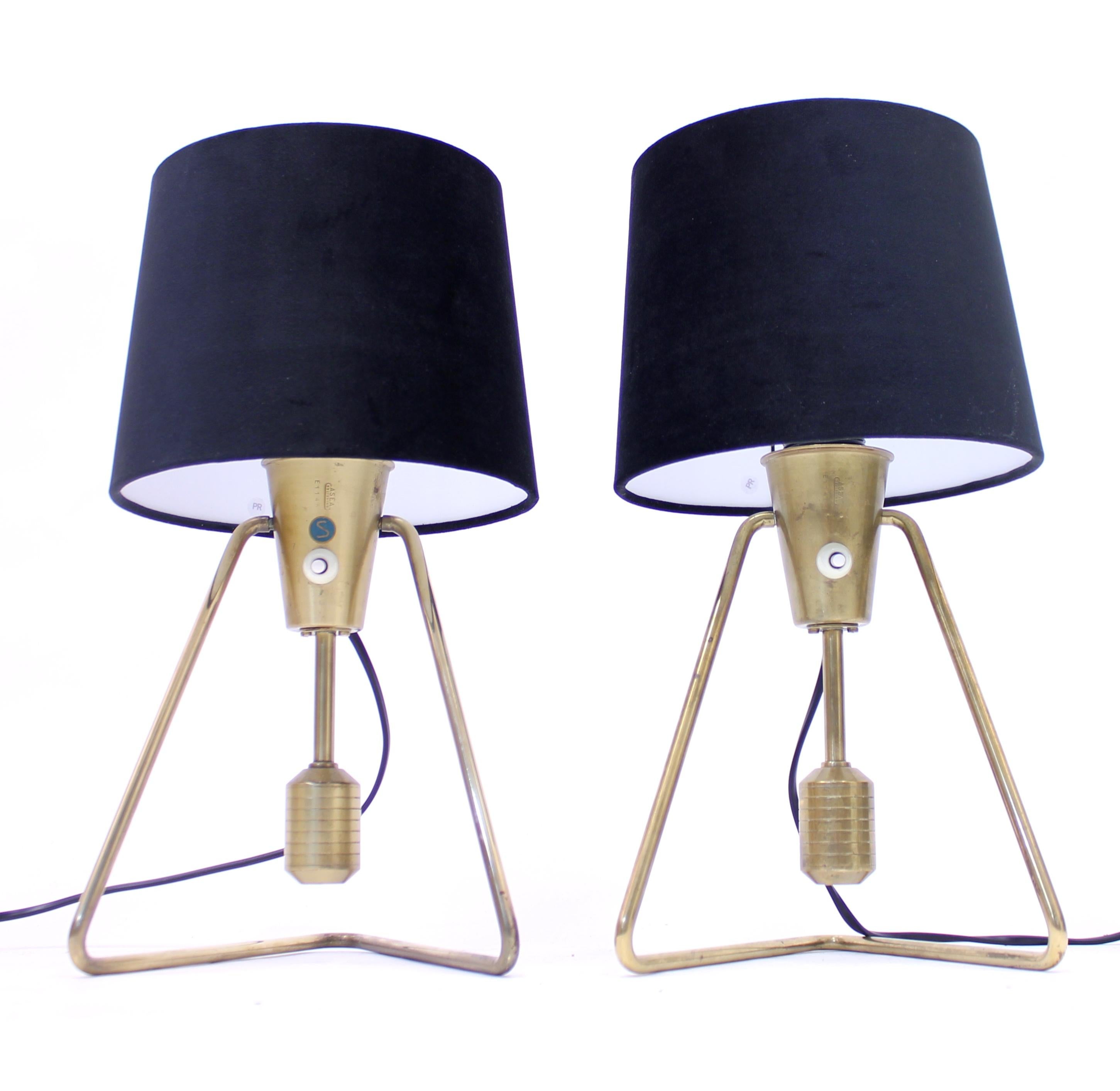 20th Century Pair of ASEA Brass Table or Wall Lamps, 1950s