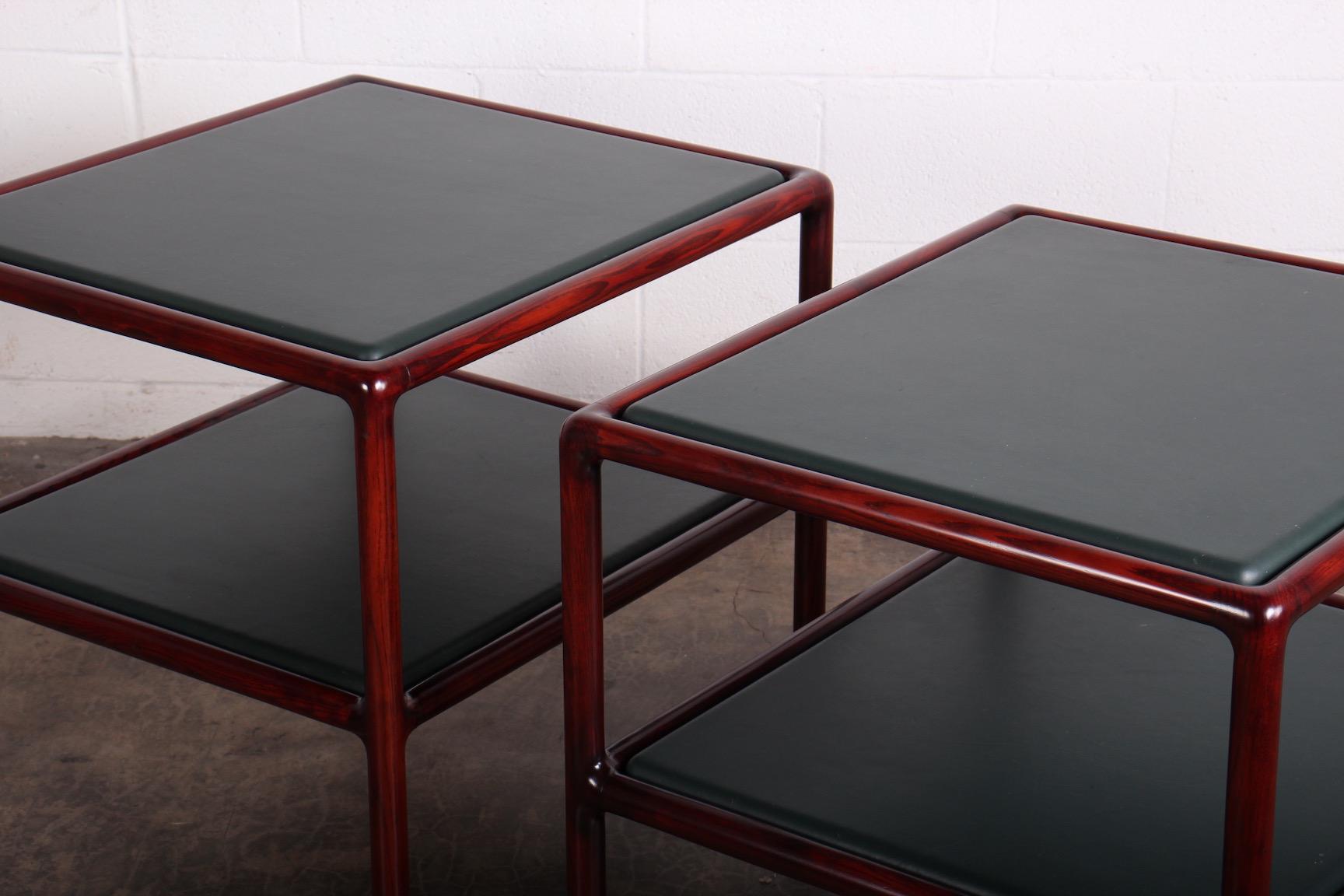 Pair of Ash and Leather Tables by Ward Bennett 6