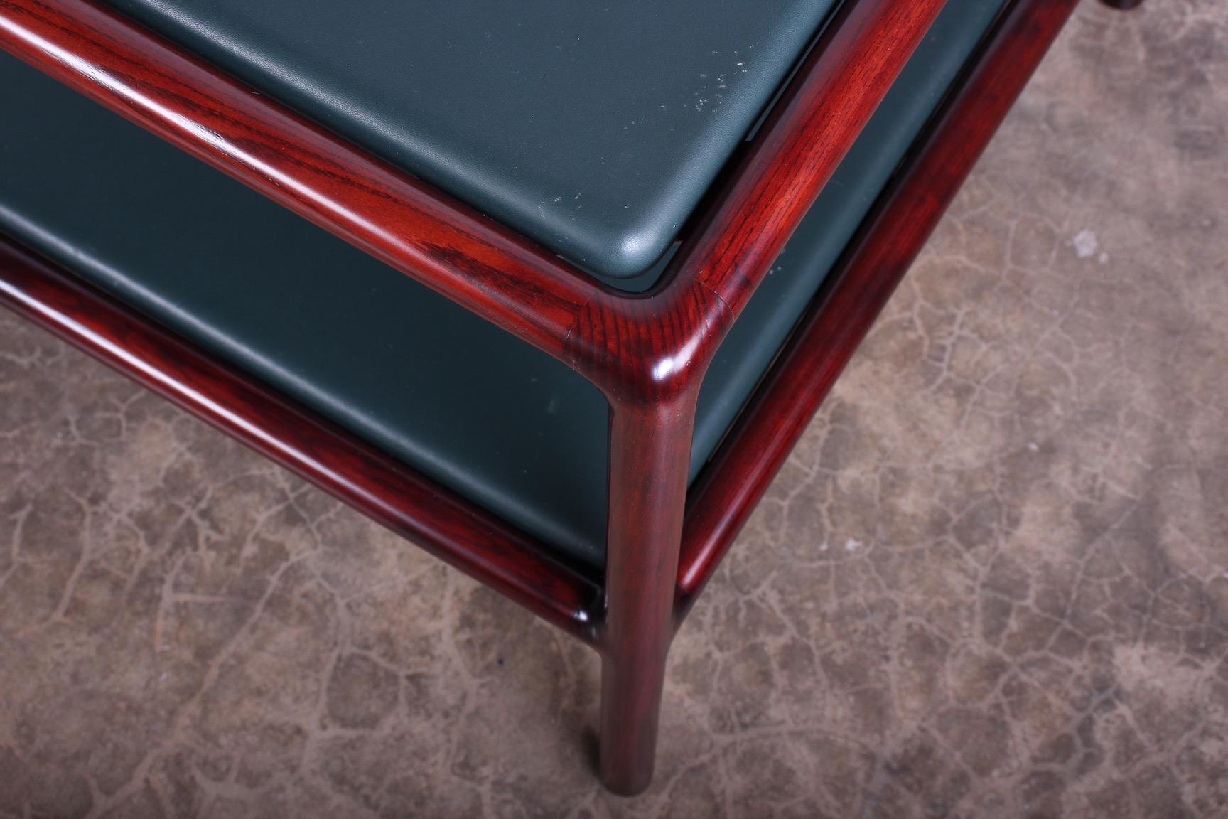 Late 20th Century Pair of Ash and Leather Tables by Ward Bennett