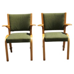 Vintage Pair of Ash Bow Wood Series Armchairs by Steiner of France