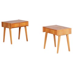 Pair of Ash Brown Midcentury Modeern Bedside Tables Made in Czechia, 1950s