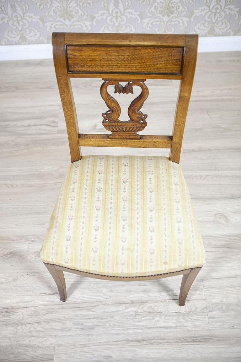 Pair of Ash Chairs from the 2nd Half of the 19th Century in White Upholstery For Sale 5