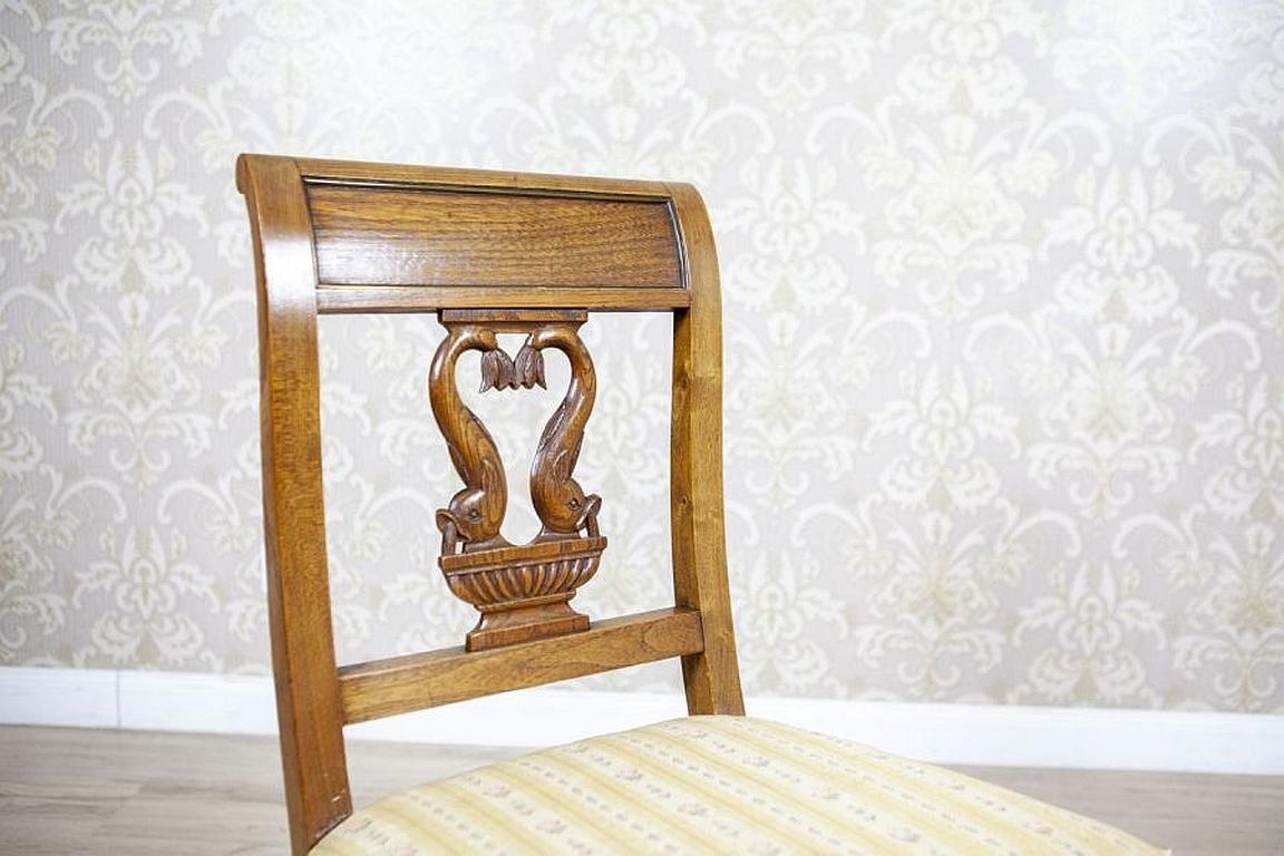 Pair of Ash Chairs from the 2nd Half of the 19th Century in White Upholstery For Sale 6