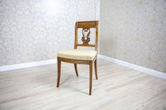 Pareja de sillas de fresno de la 2ª mitad del siglo XIX con tapicería blanca