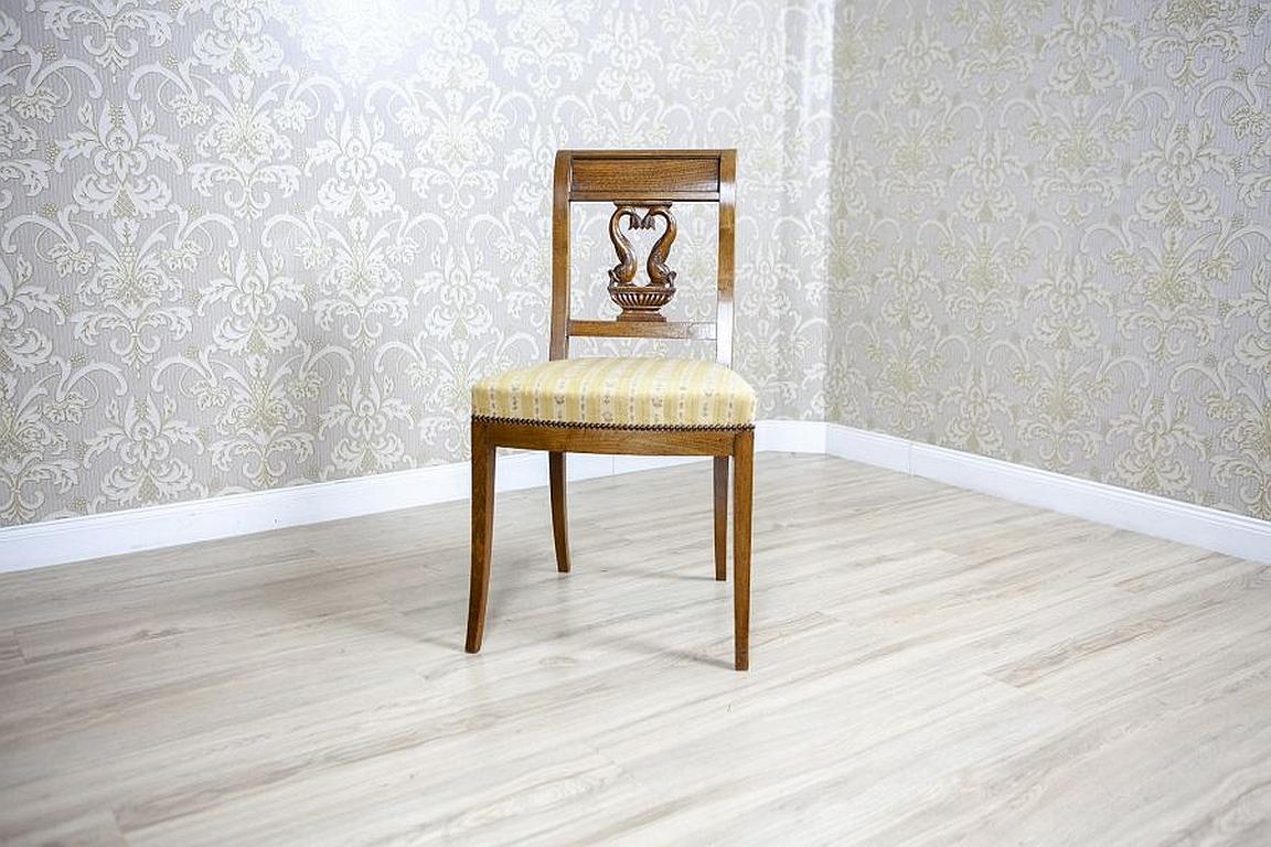 European Pair of Ash Chairs from the 2nd Half of the 19th Century in White Upholstery For Sale