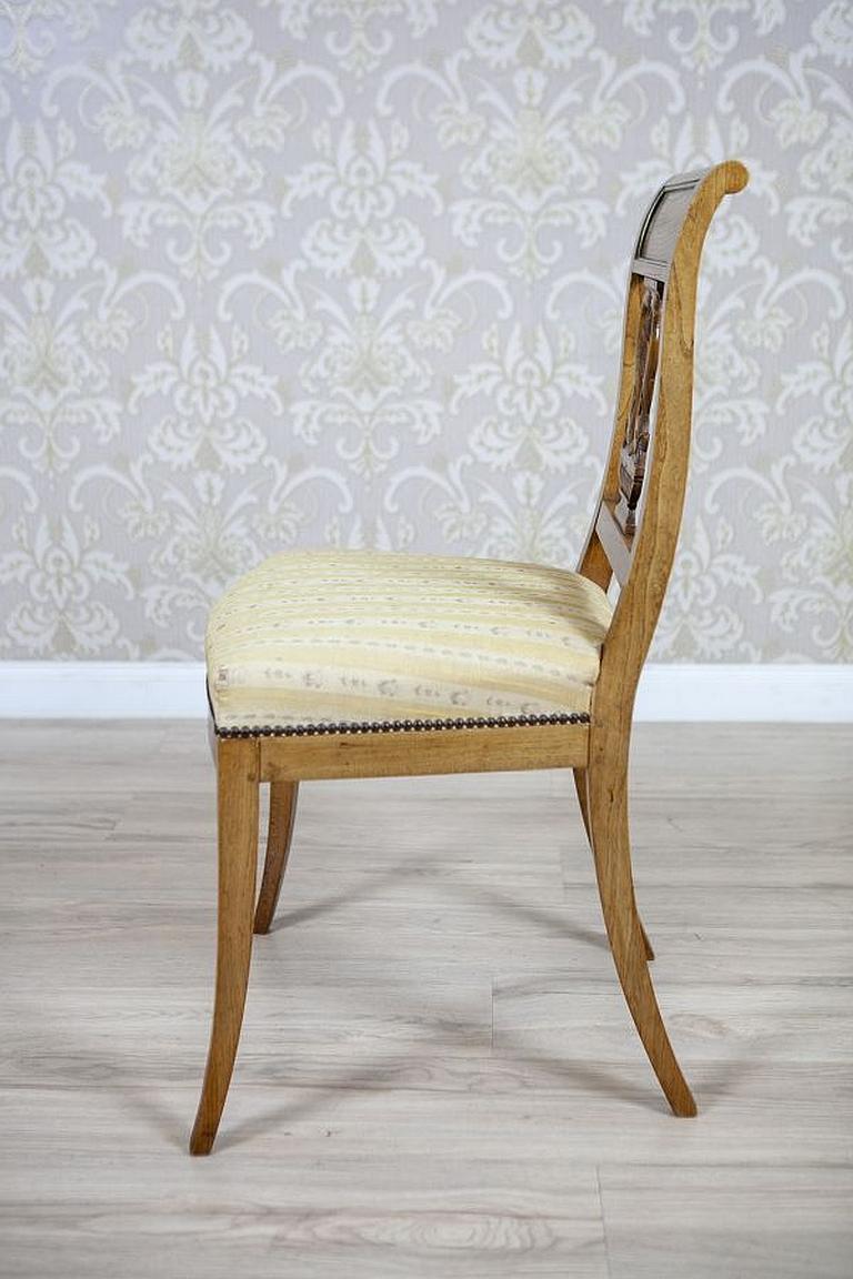 Pair of Ash Chairs from the 2nd Half of the 19th Century in White Upholstery For Sale 2