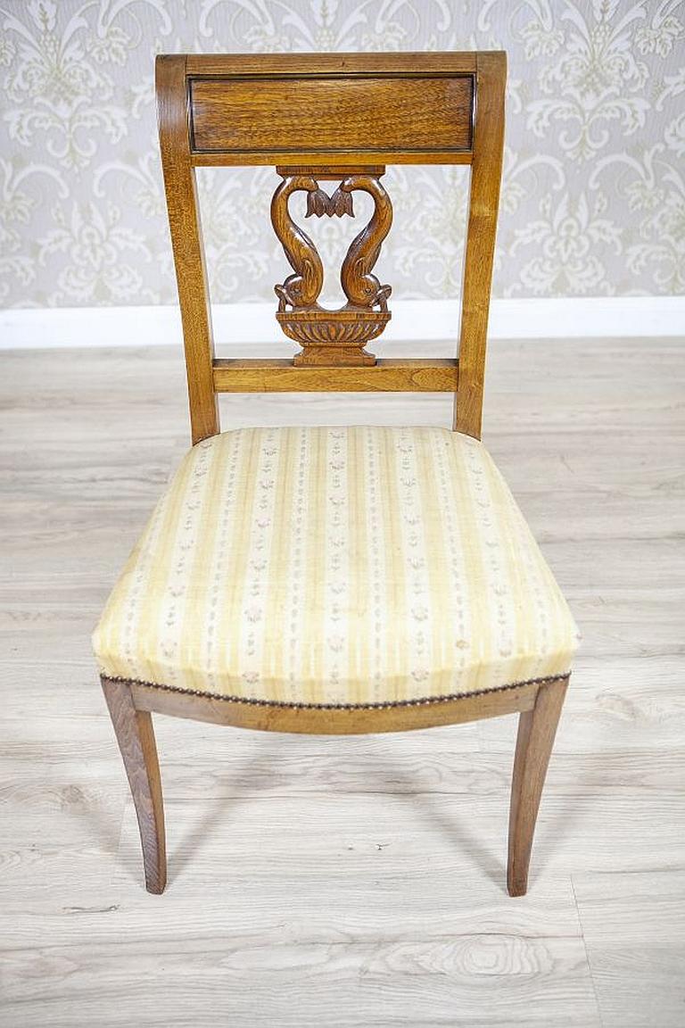 Pair of Ash Chairs from the 2nd Half of the 19th Century in White Upholstery For Sale 3