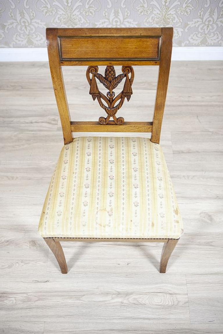 Pair of Ash Chairs from the 2nd Half of the 19th Century in White Upholstery For Sale 4