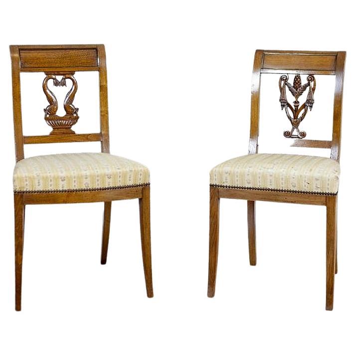 Pair of Ash Chairs from the 2nd Half of the 19th Century in White Upholstery