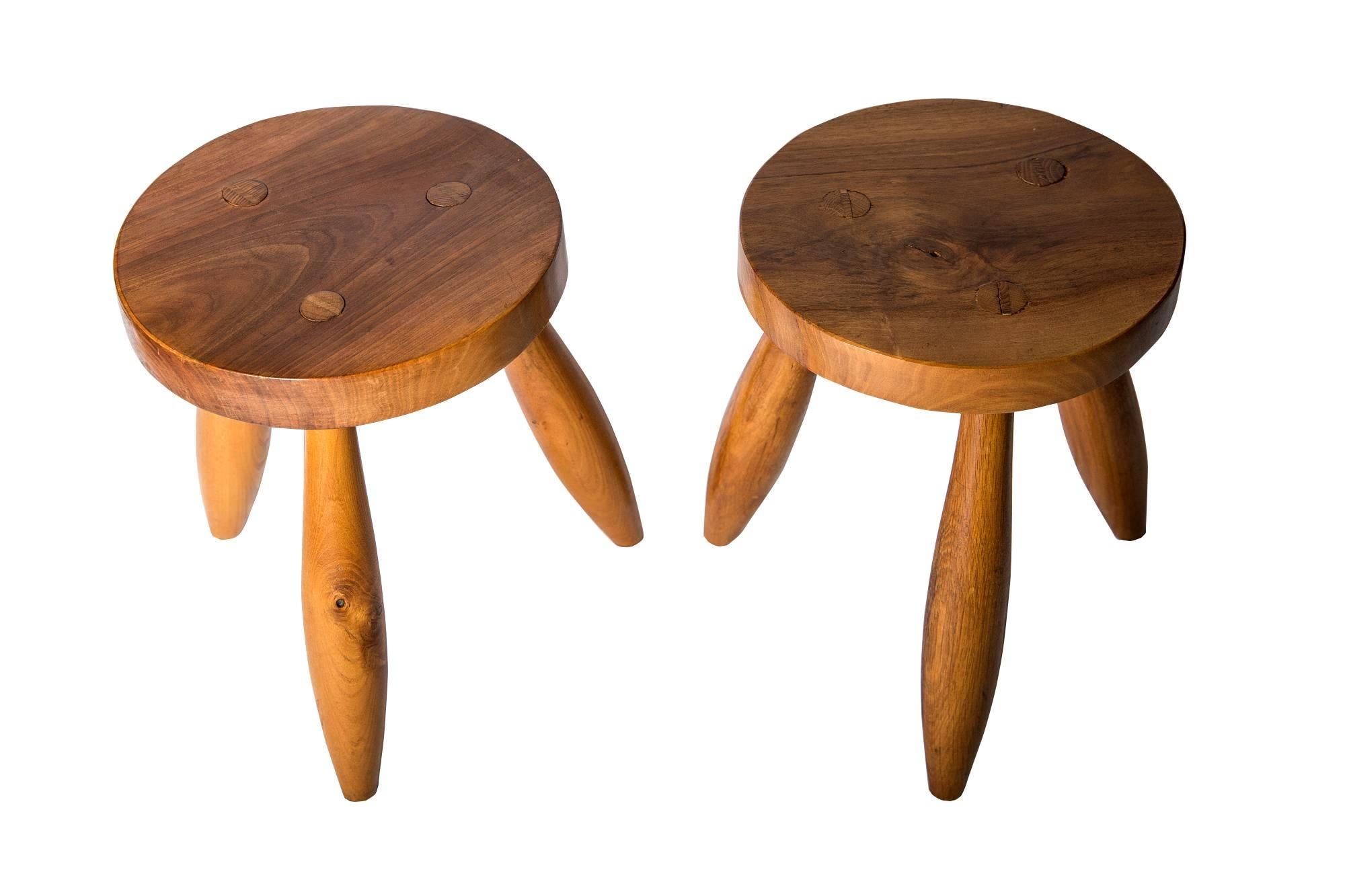 Pair of Ash Stools in the Style of Charlotte Perriand, France, circa Late 1950s 1