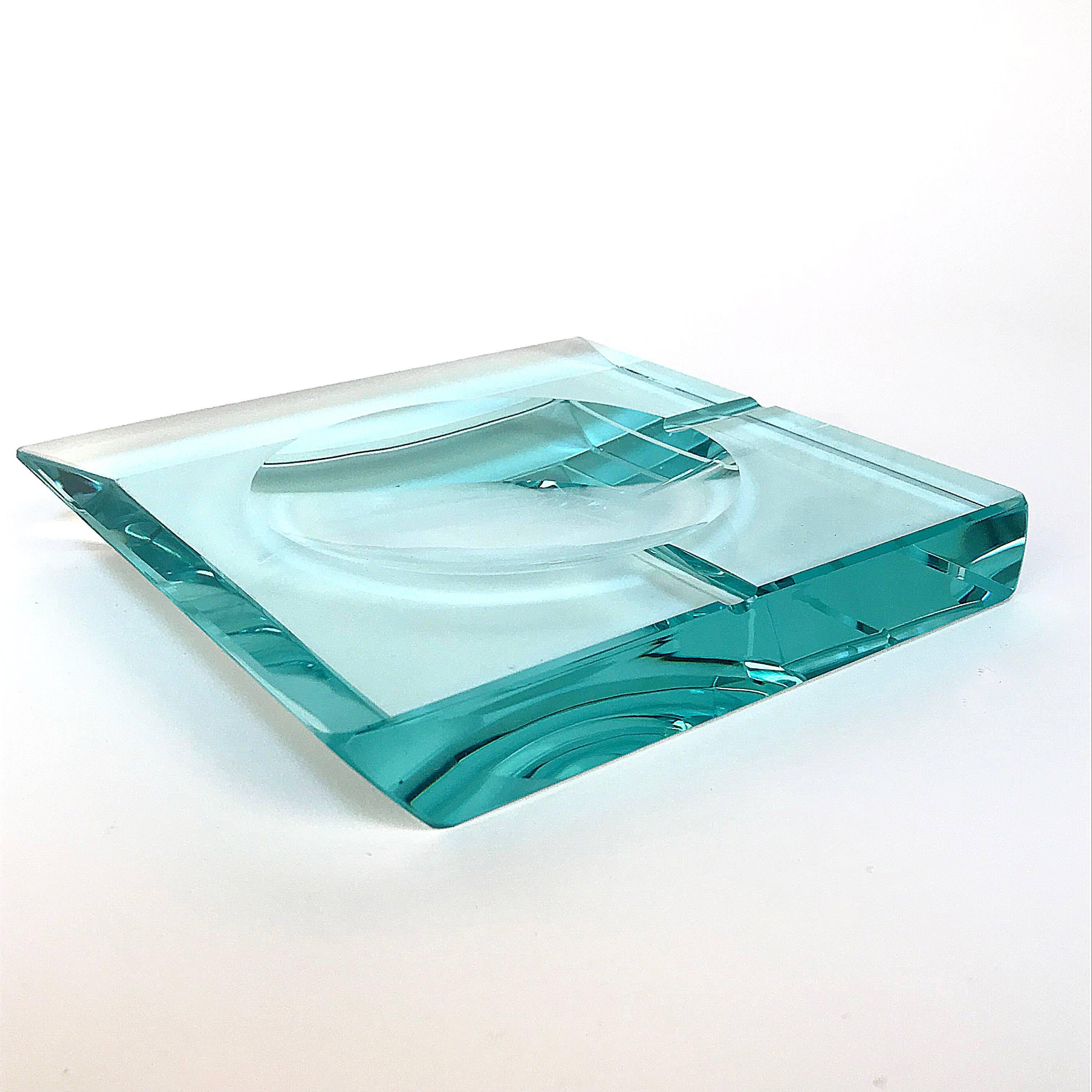 Pair of Ashtray by Fontana Arte Glass, Italy, 1960s In Good Condition In Roma, IT
