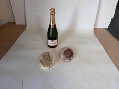 Pair of Ashtrays, Vide Poches, in Onyx, Oval Shape, Polished, Italy 1960