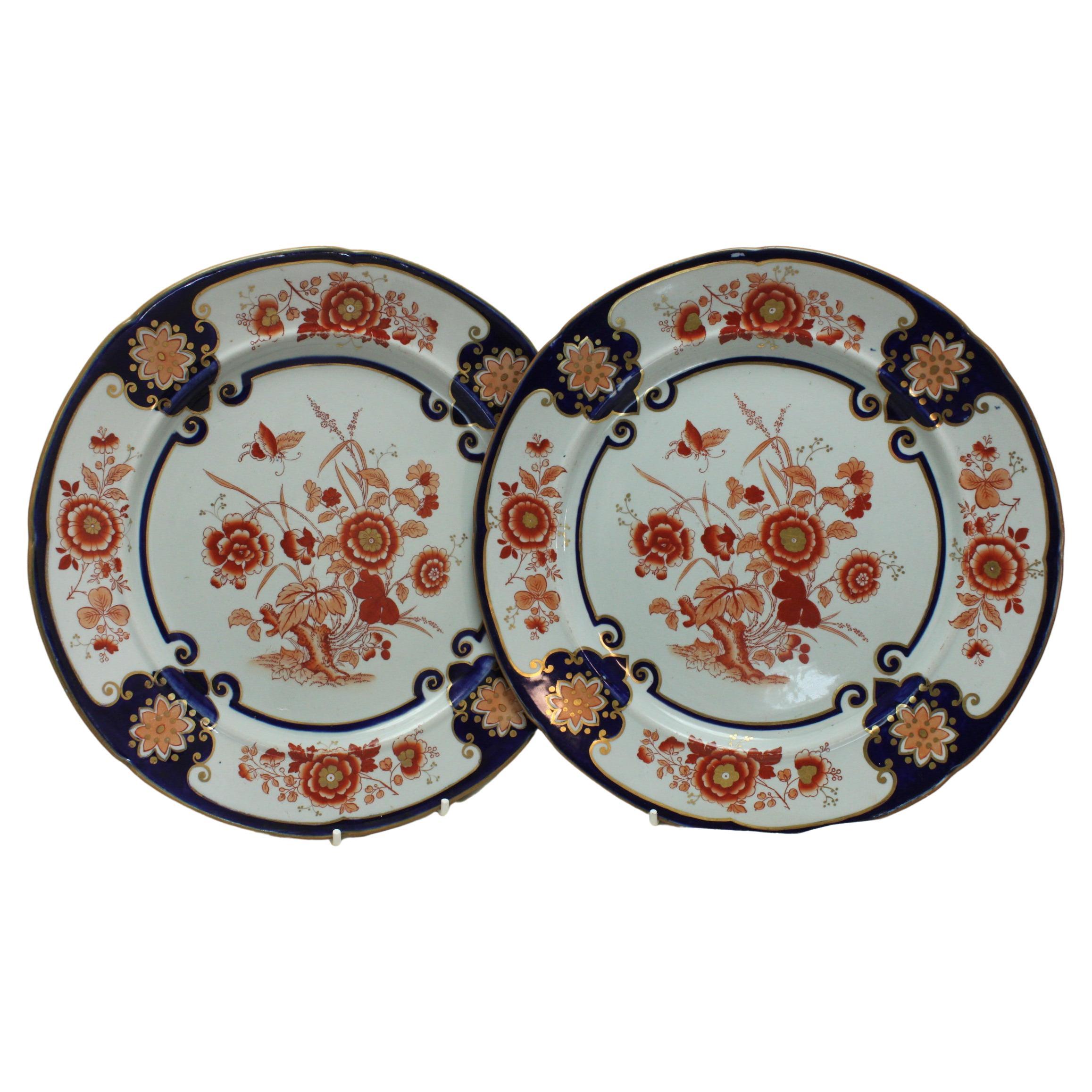 Pair of Ashworth's Ironstone Plates Pattern 3/792 For Sale