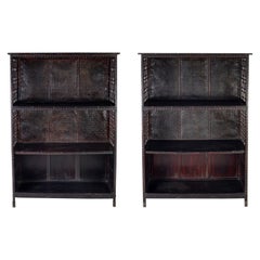 Antique Pair of Asian Bamboo Open Cabinets