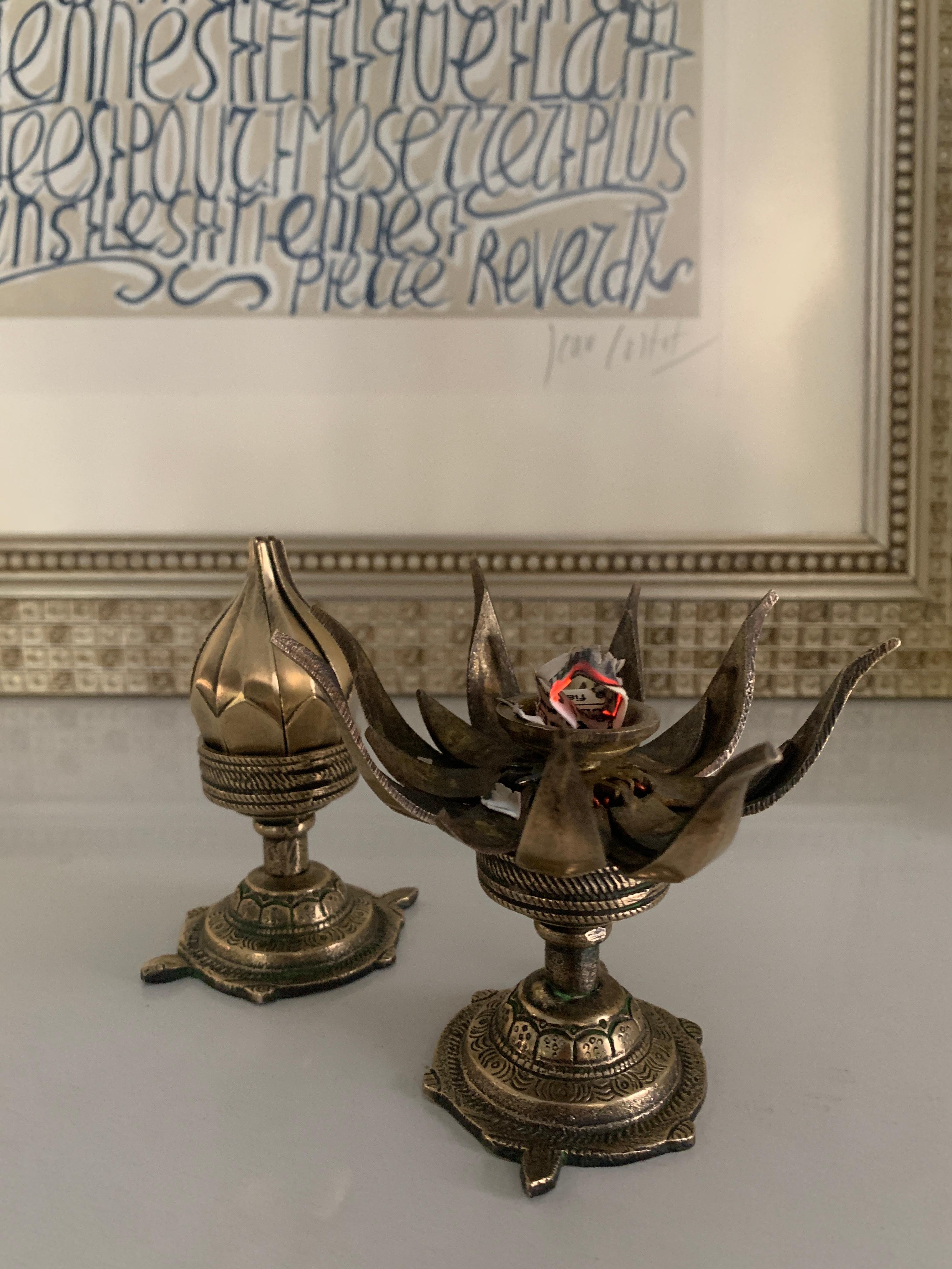 brass lotus incense holder