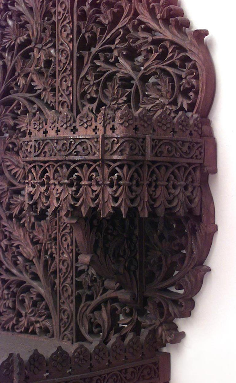 Anglo-Indian Pair of Asian Burmese Style Carved Teak Wall Shelves