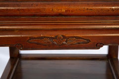 Pareja de Mesas Asiáticas de Madera Tallada con Calado Chippendale Chino