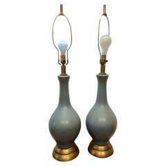 Vintage Pair of Asian Celadon Glazed Lamps
