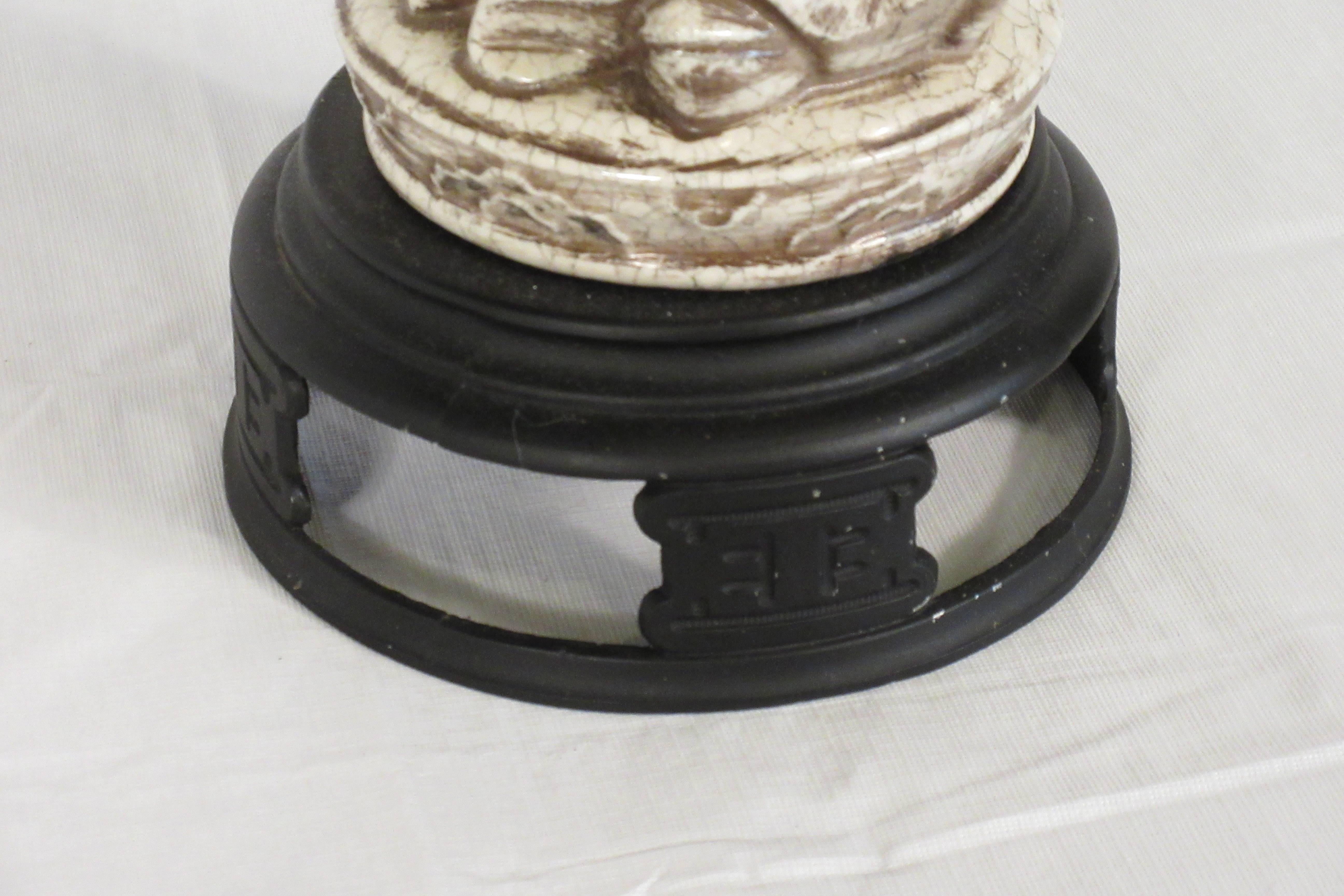 Pair of Asian Ceramic Crackle Lamps 5